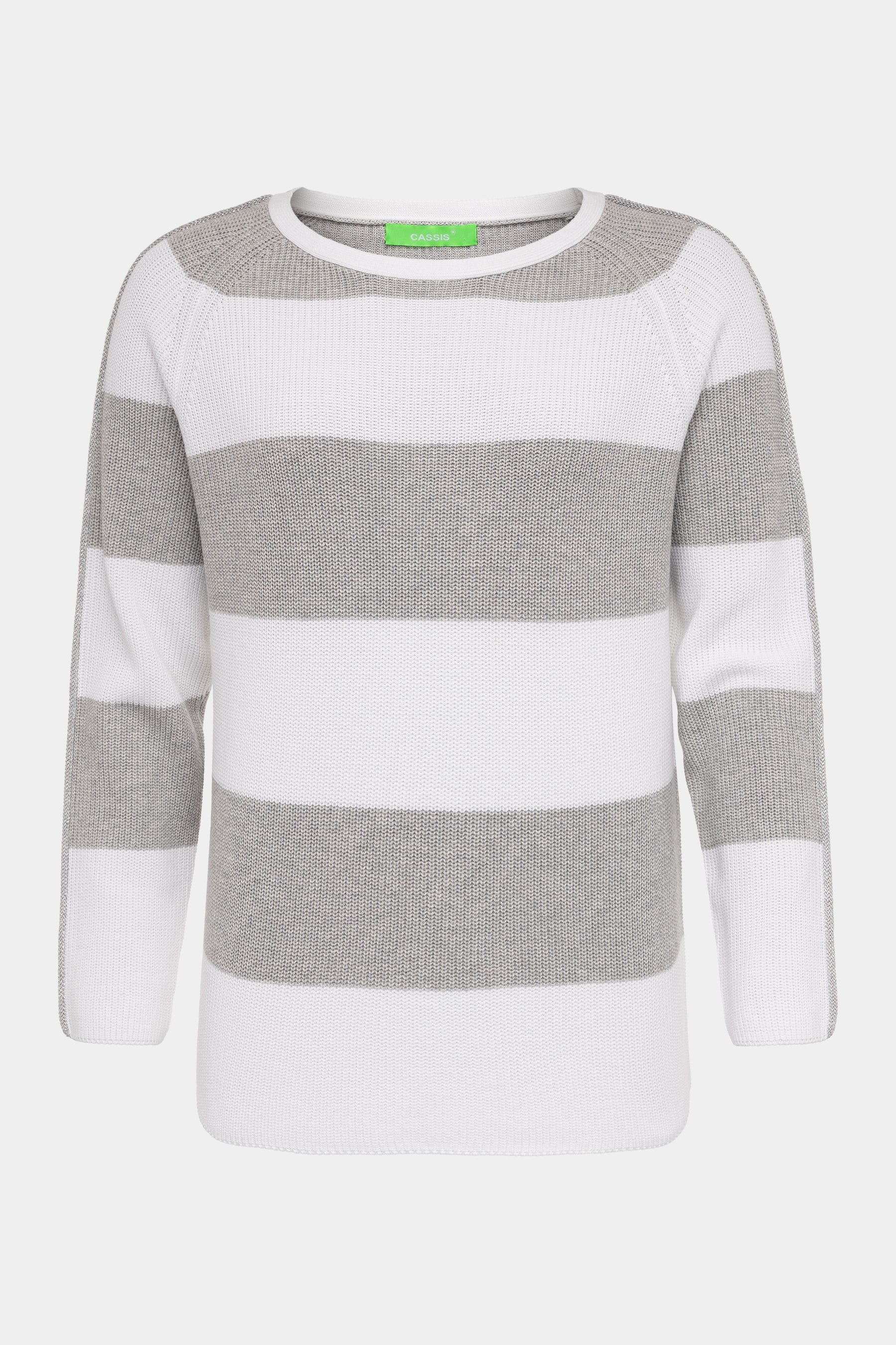 Cassis Damenpullover Light Grey - gestreift mit Rundhals Cassis