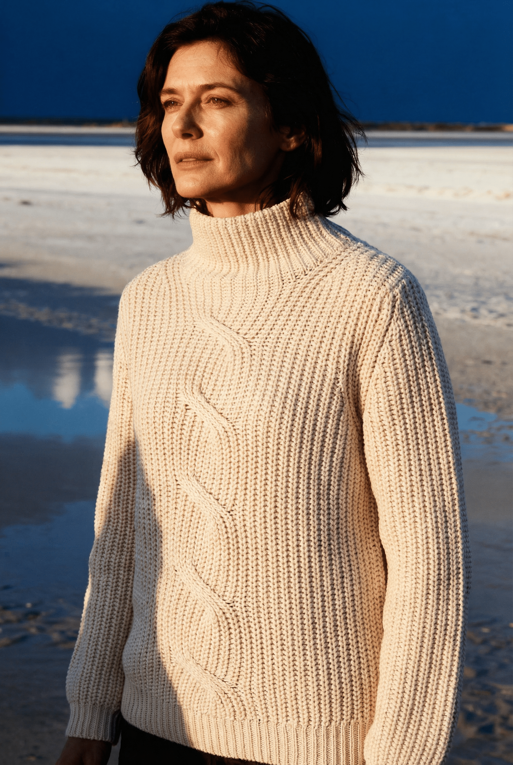 Cassis Damen-Strickpullover in KITT - Grobstrick mit Zopfmuster Cassis