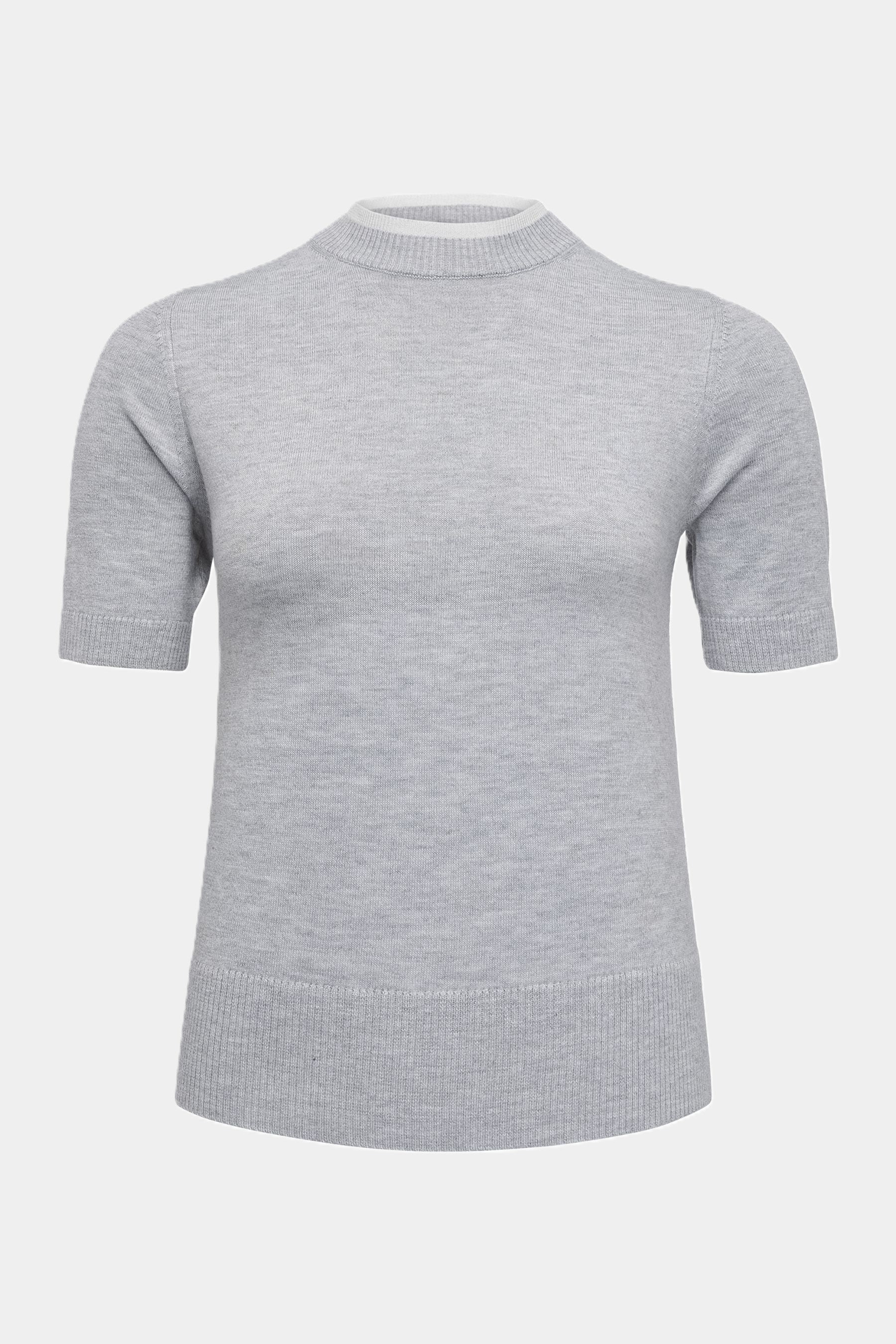 Cassis Strickshirt mit kurzen Ärmeln - LIGHT GREY Cassis