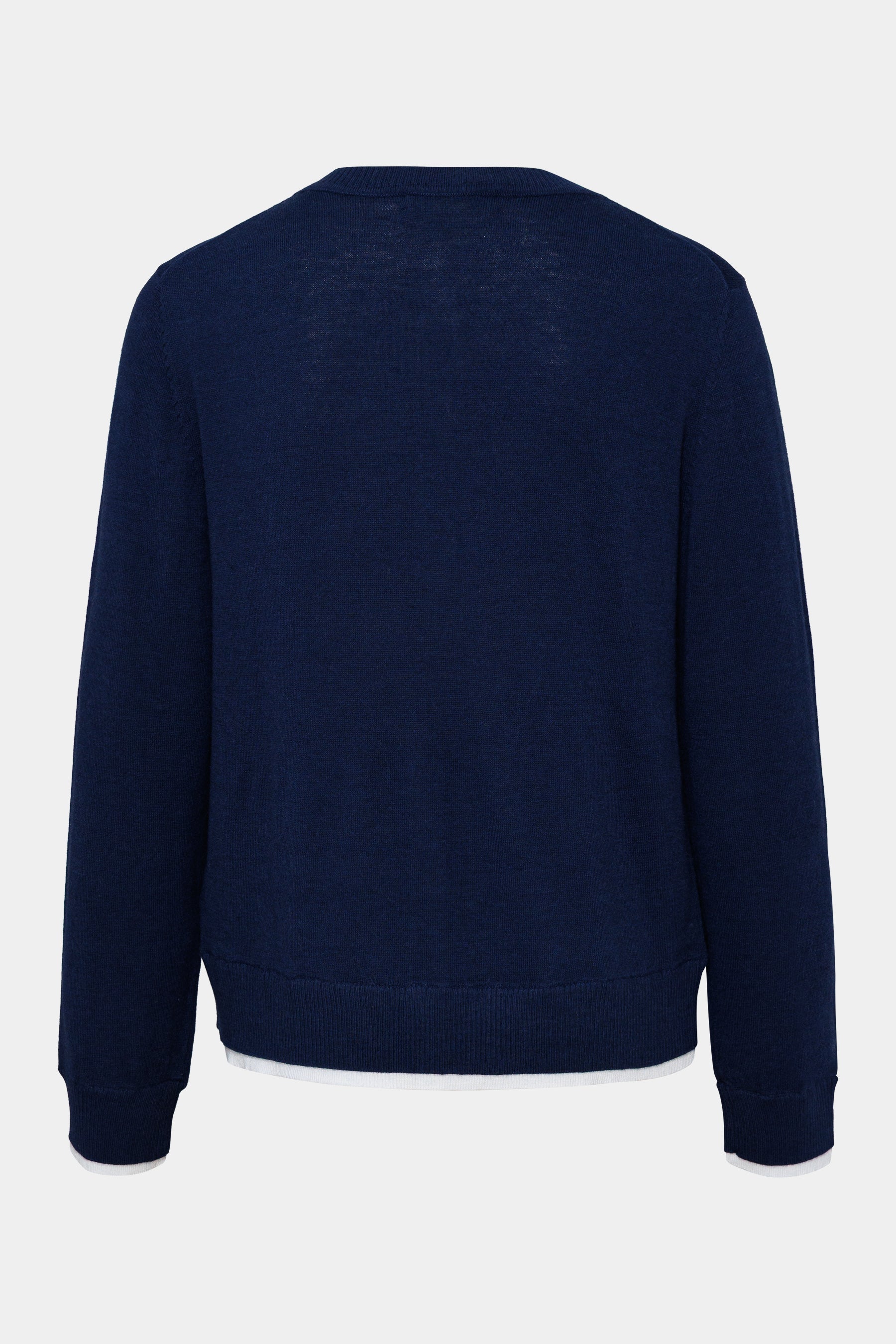 Damen elegante Woll-Strickjacke mit Kontrast Streifen Cassis