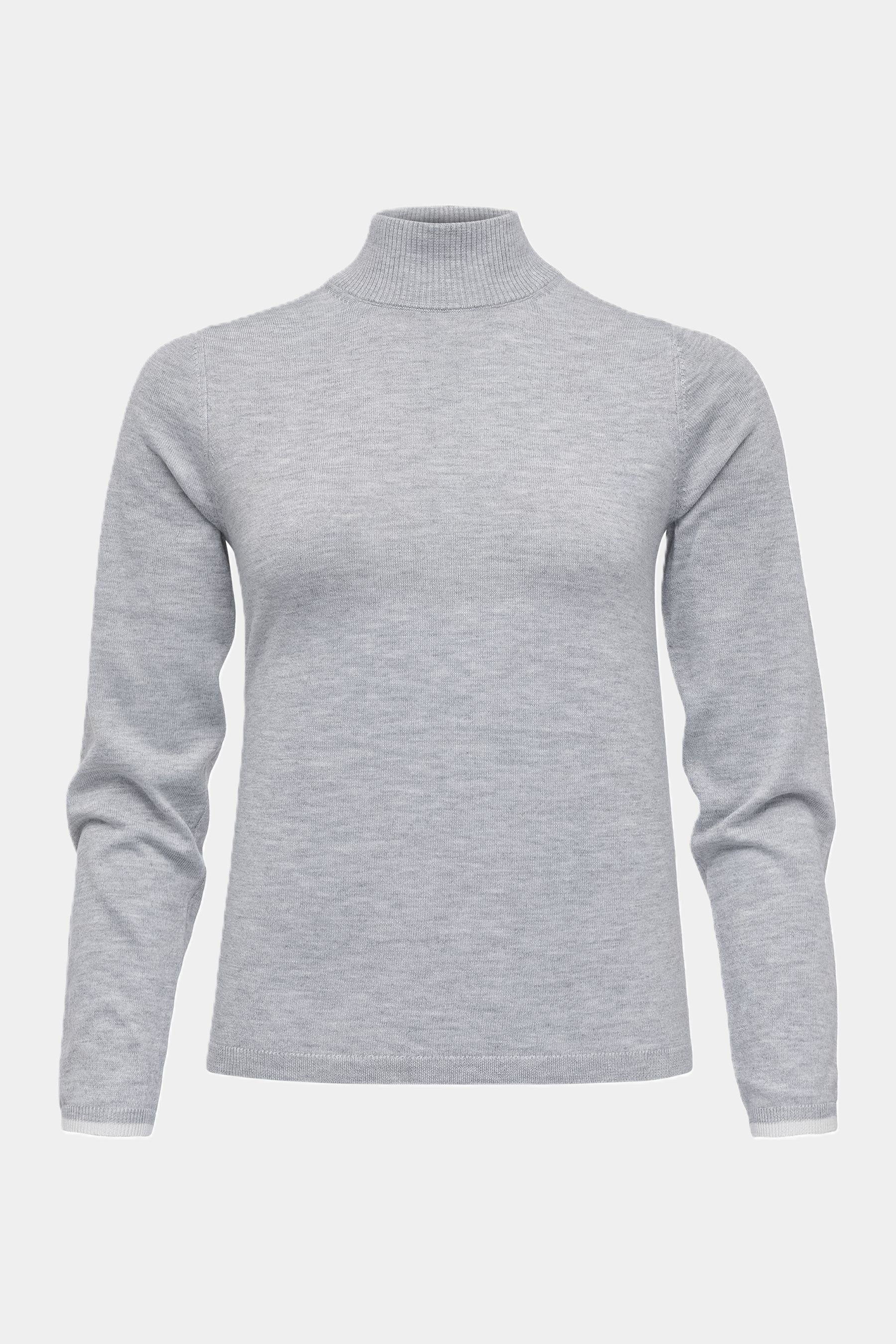 Cassis Rollkragenpullover meliert mit Ziernaht - LIGHT GREY Cassis