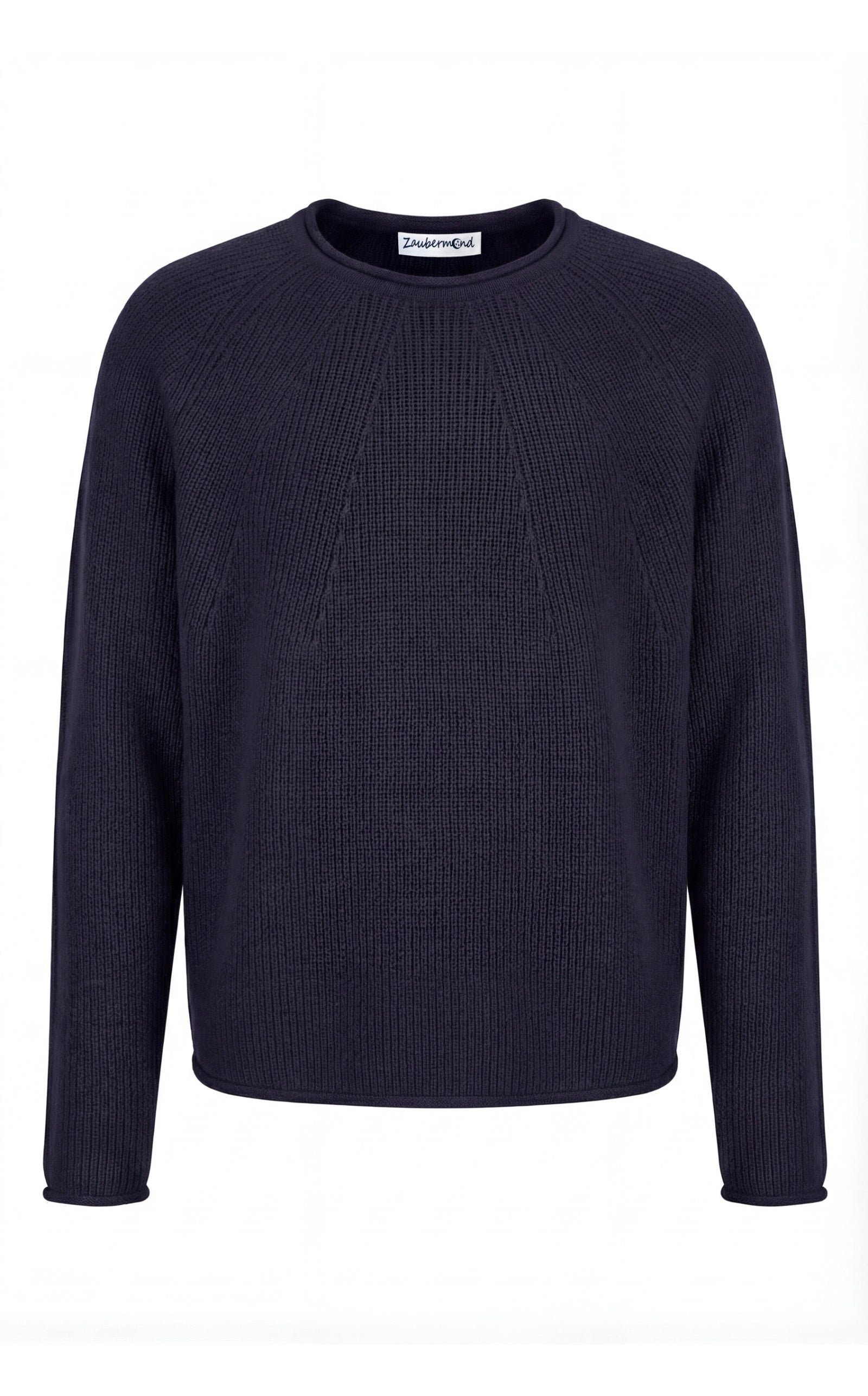 Strickpullover mit diagonalen Strickelementen, Raglan, Anhänger in Navy