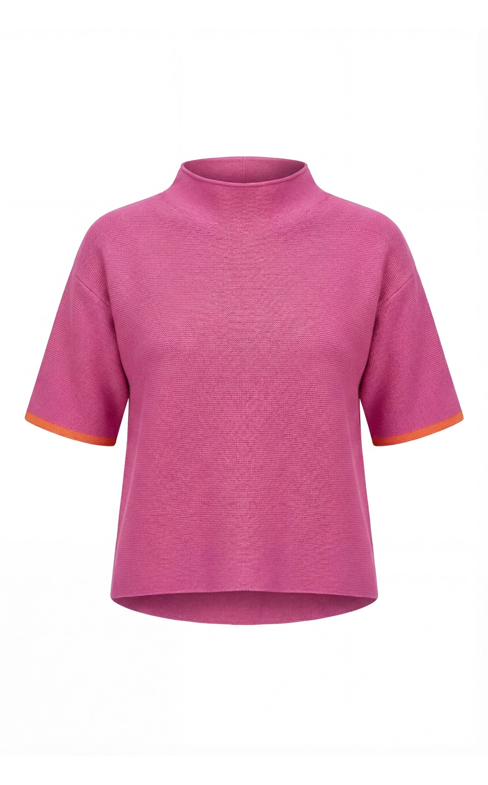 Ballon Fit Strickshirt mit Kontraststreifen im frischen Pink Look