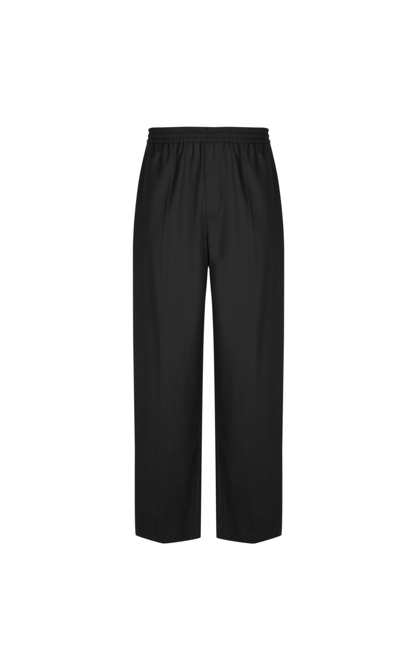 Damen weite Anzughose mit Bügelfalte & Gummibund Schwarz LESS