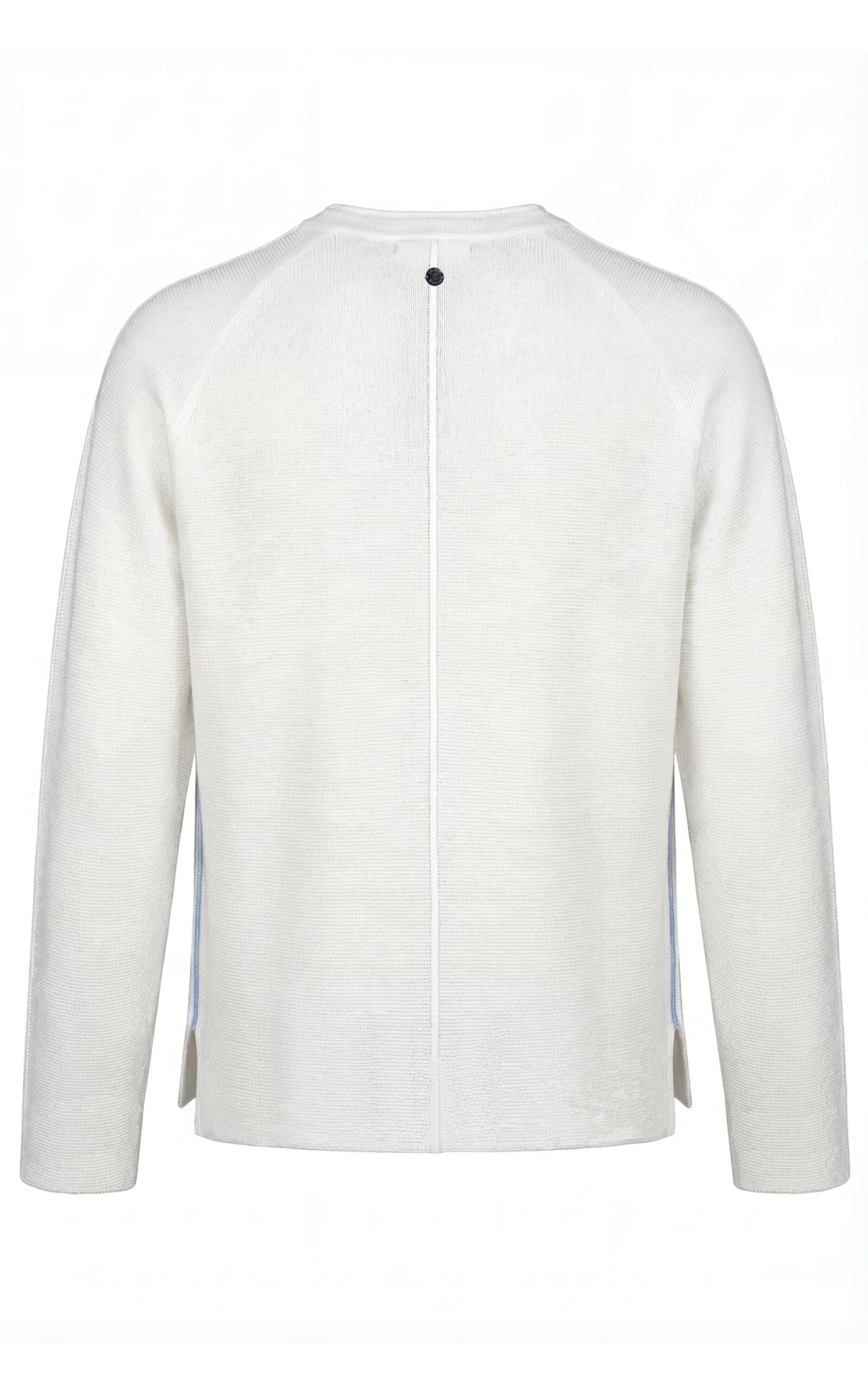 Lockerer Sommer Pullover mit Ziernähten und Kontraststreifen in Weiß