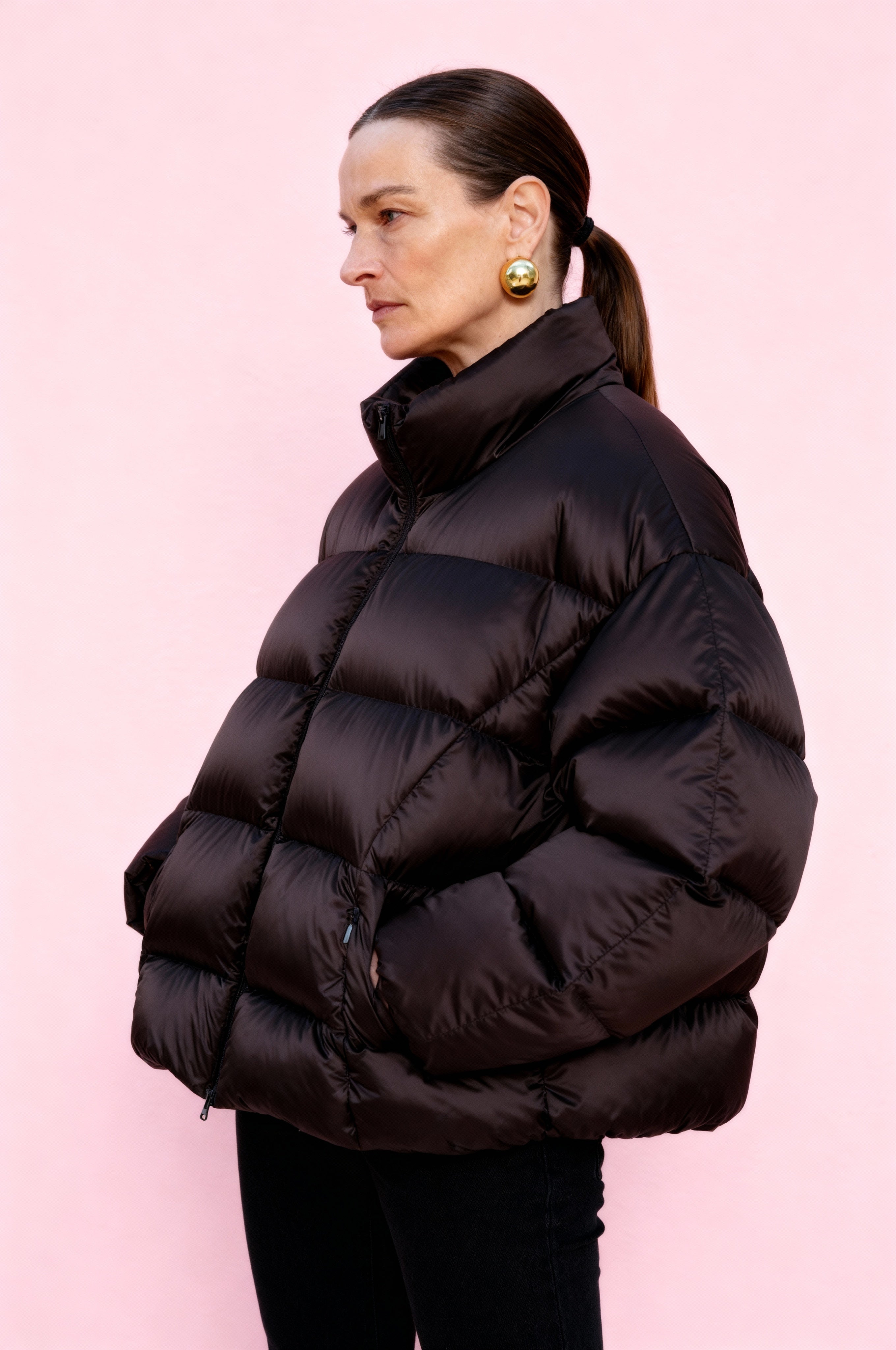 Damen Oversize Daunenmantel mit Stehkragen Braun JNBY