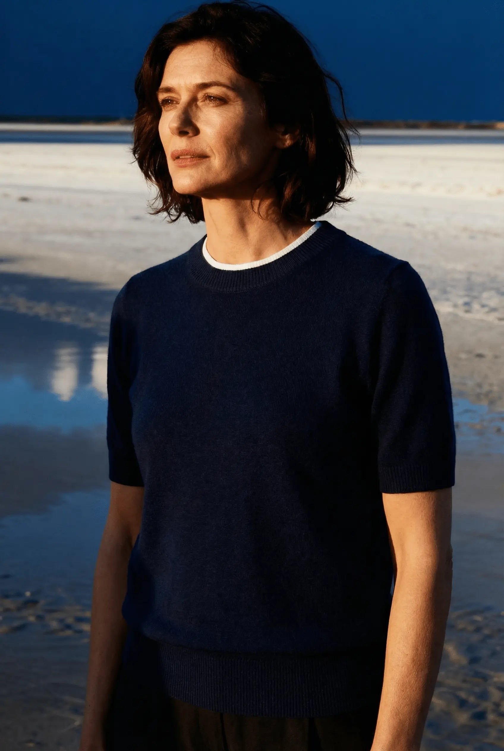 Cassis Rollkragenpullover meliert mit Ziernaht NAVY Cassis