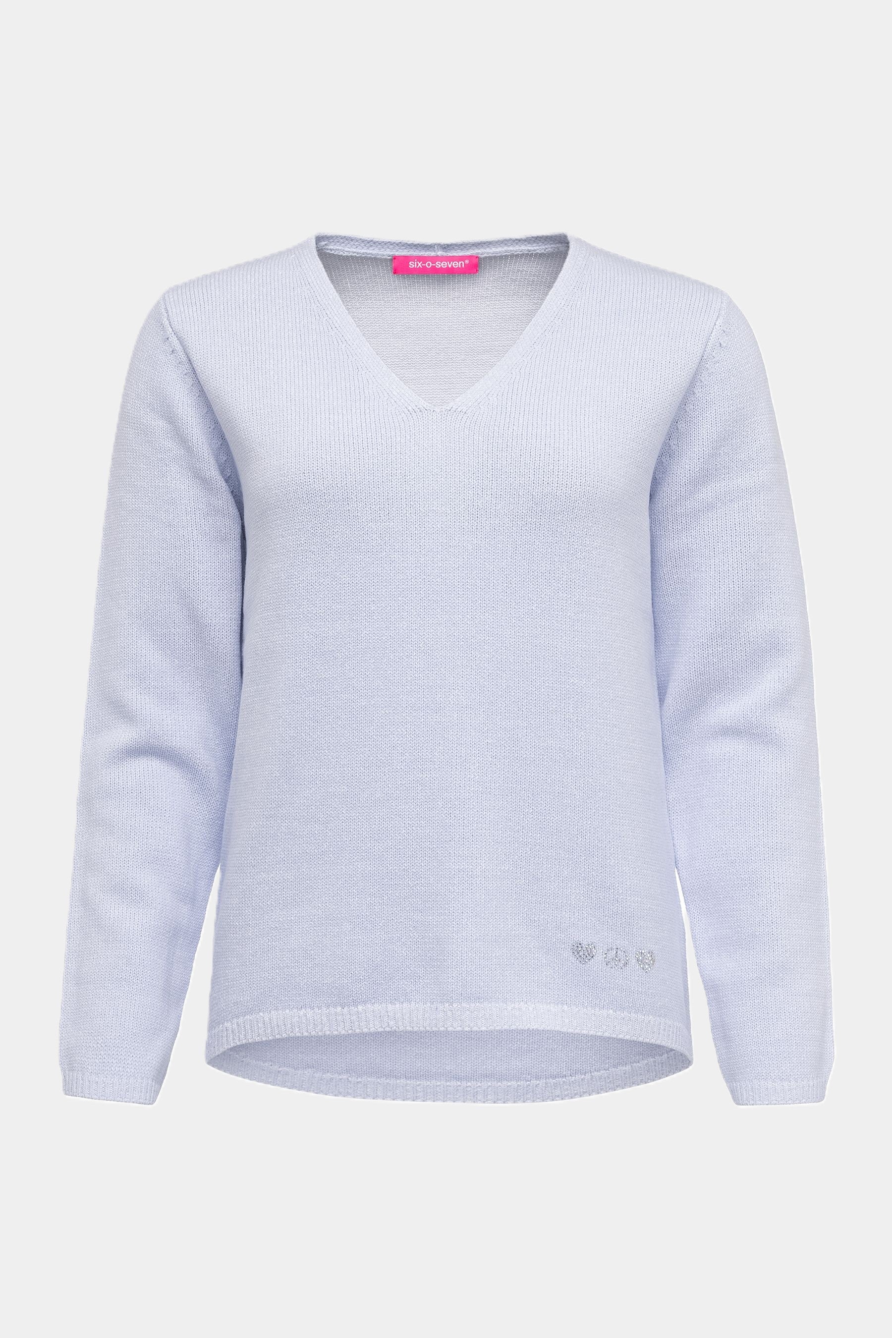 Six-o-Seven eleganter Feinstrickpullover mit Strass-Herzdetail