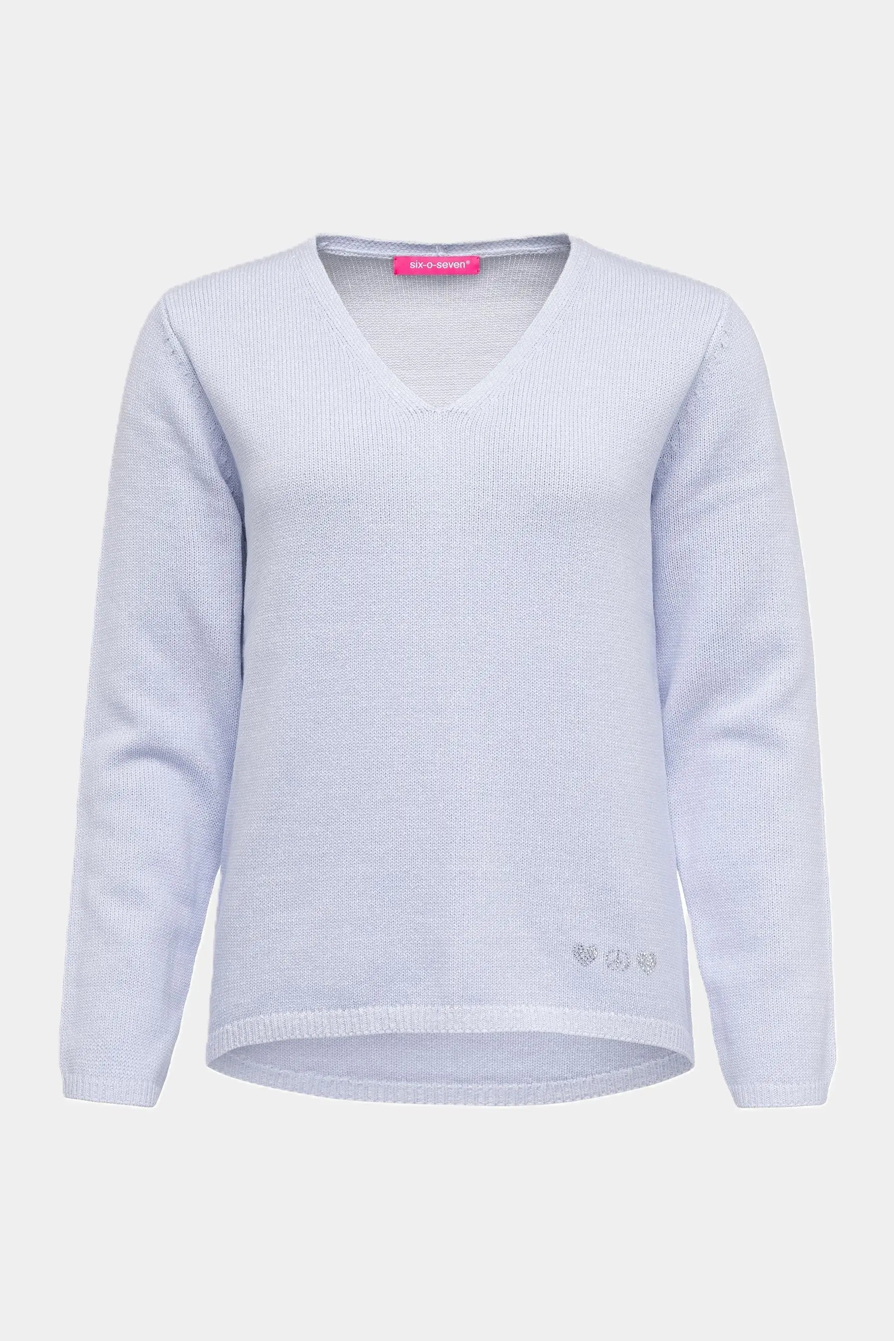 Six-o-Seven eleganter Feinstrickpullover mit Strass-Herzdetail six-o-seven