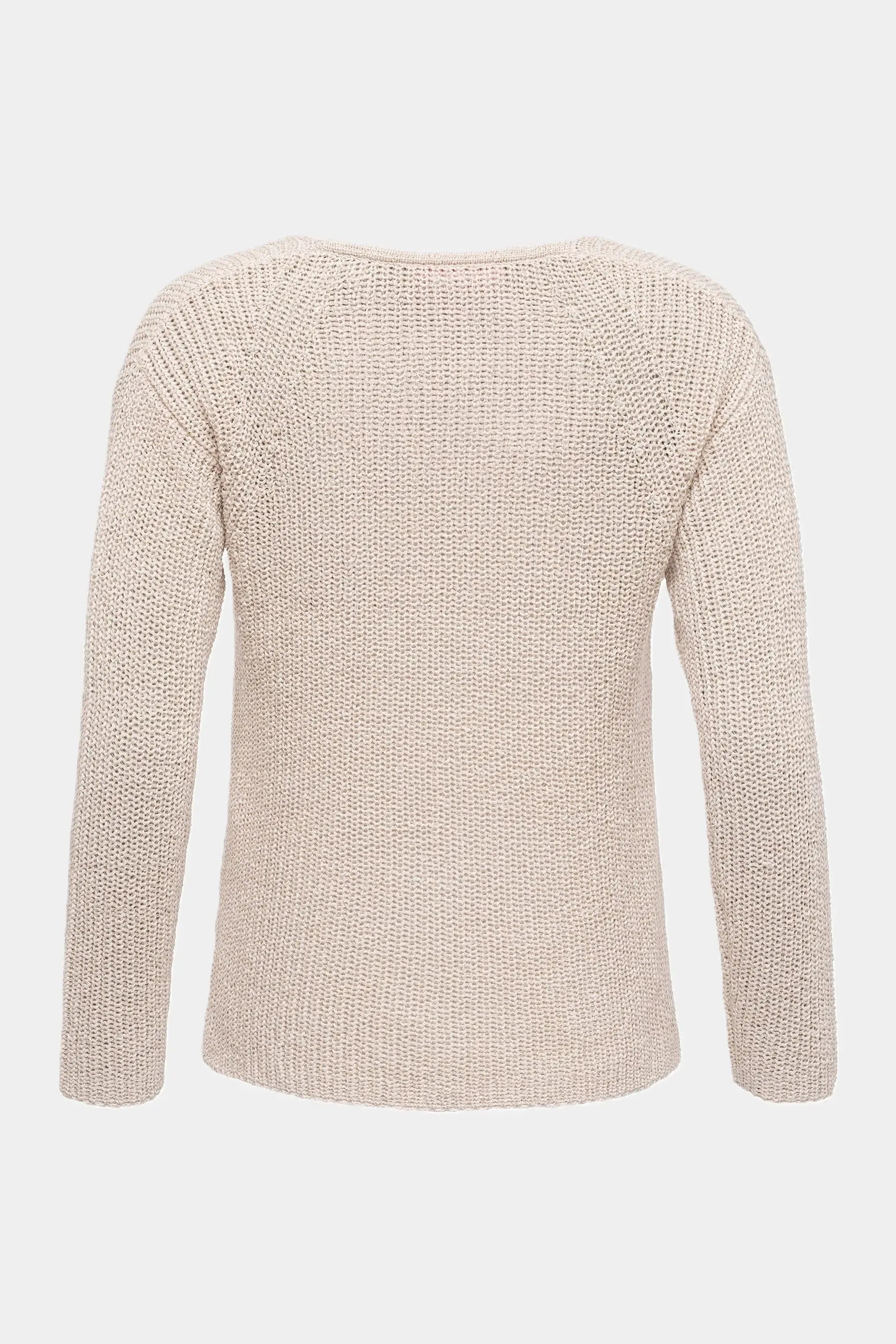 Six-o-Seven Baumwoll-Strickpullover mit V-Ausschnitt und versetzten Schultern in KITT six-o-seven