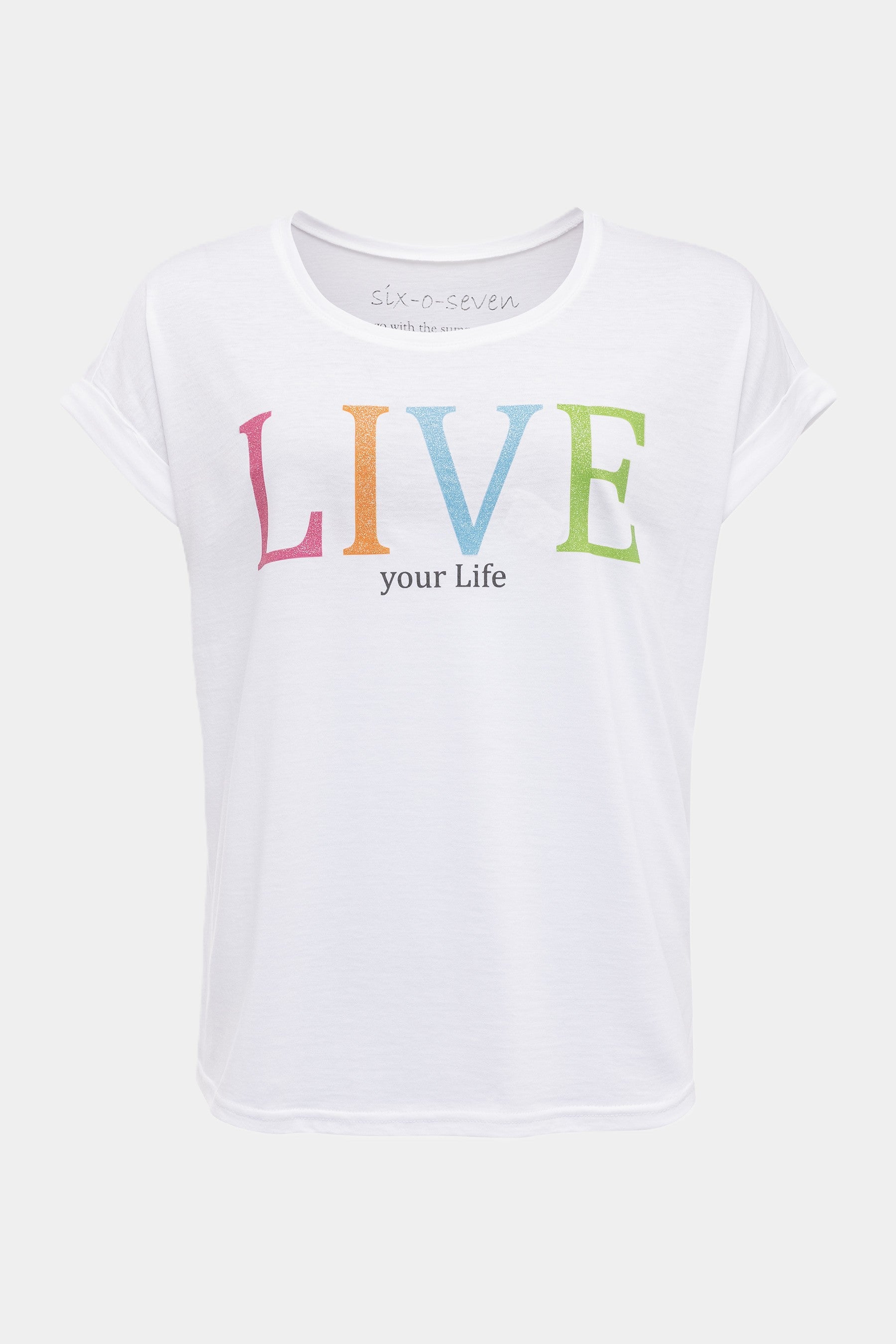 Six-o-Seven T-Shirt mit "Live"-Print WHITE six-o-seven