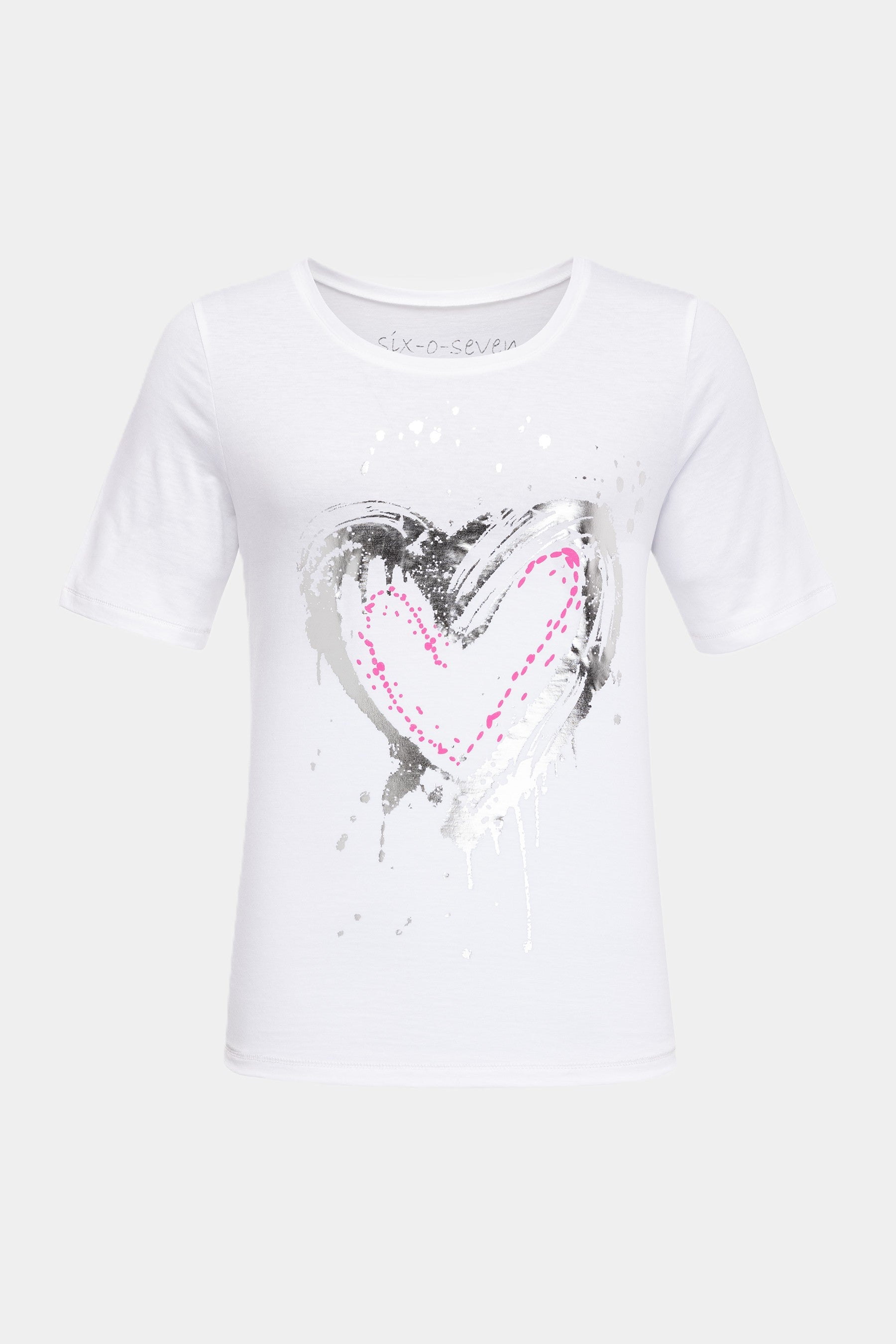 Six-o-seven T-Shirt mit Herz Print WHITE
