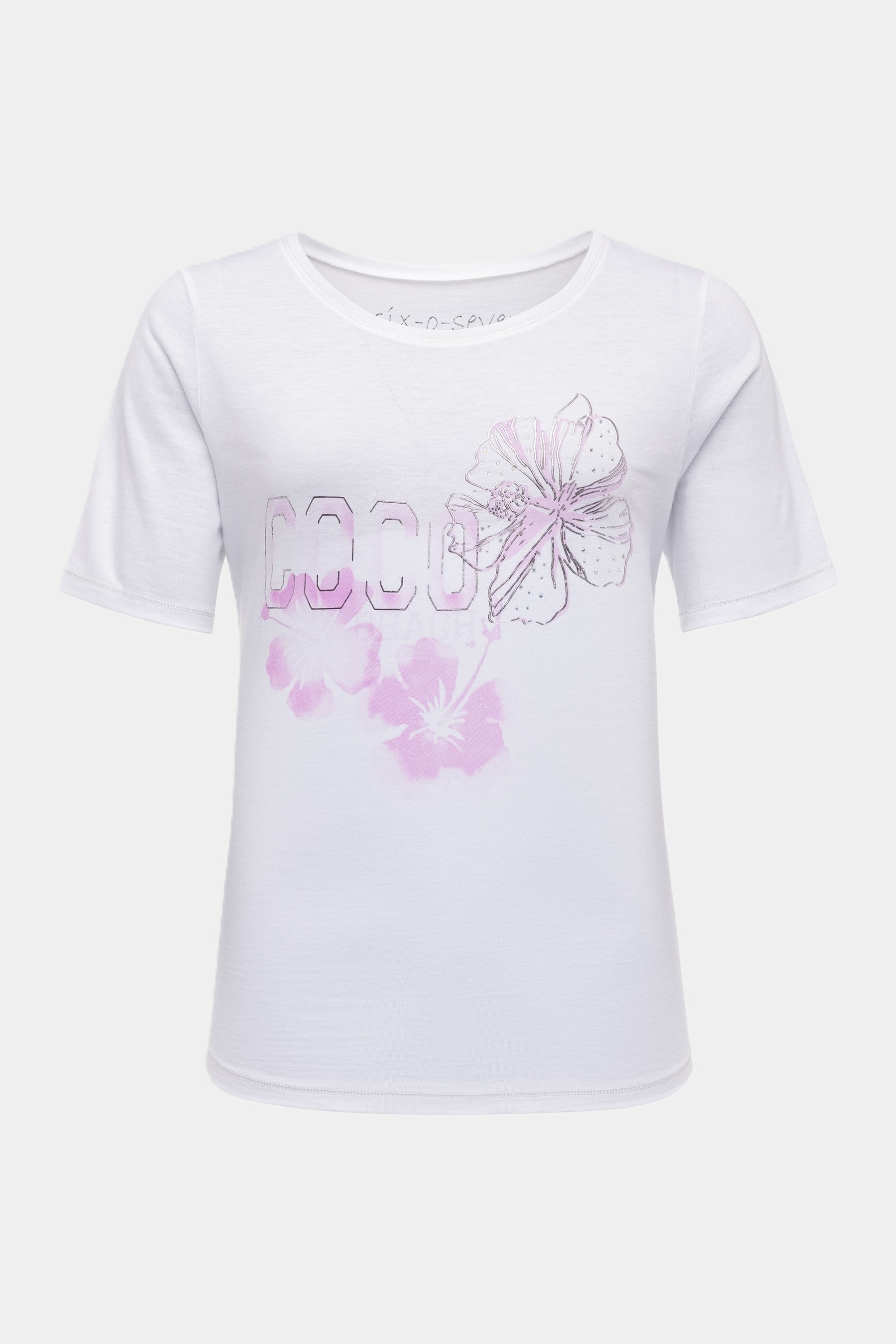 Six-o-Seven T-Shirt mit Hibiskus Print WHITE