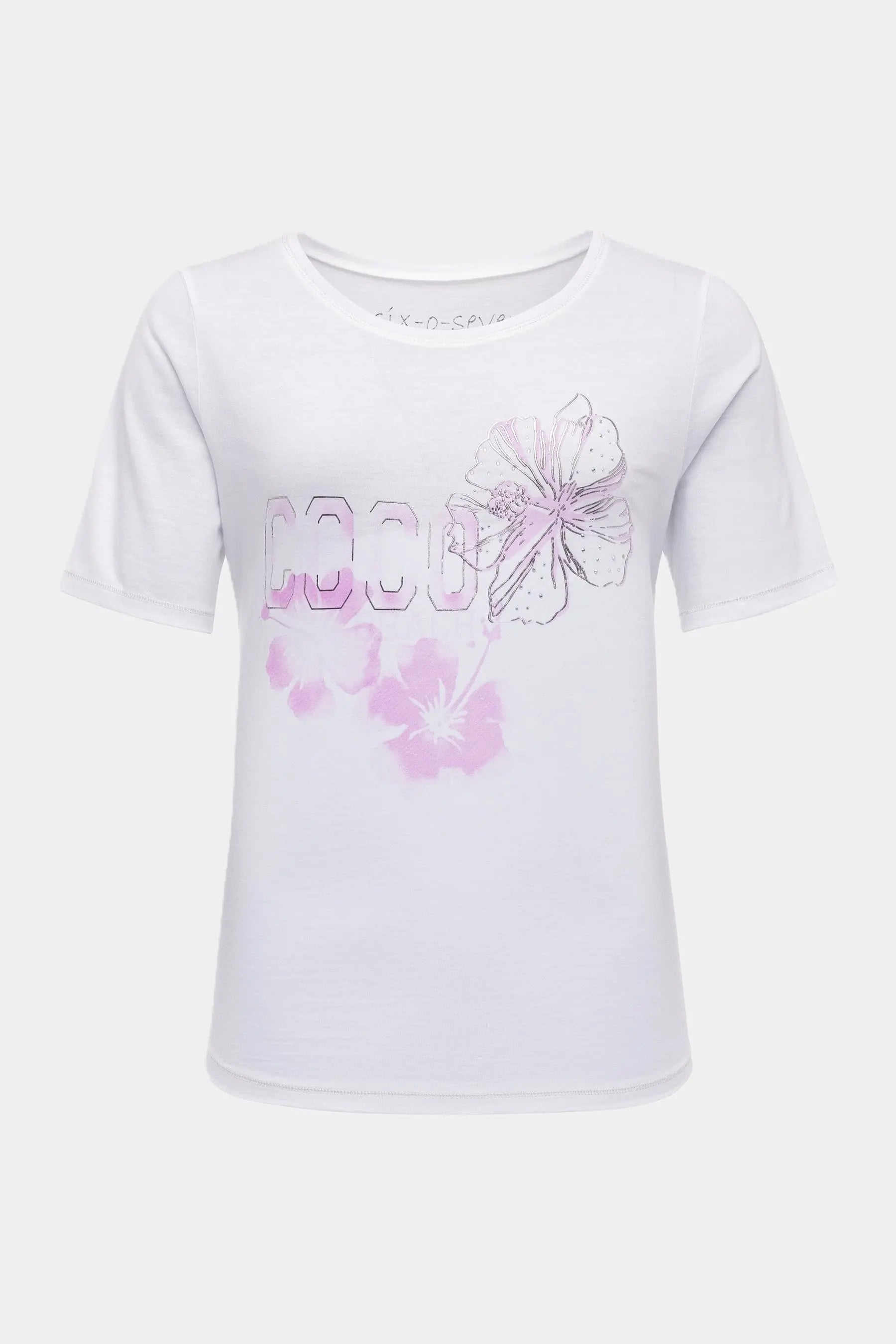 Six-o-Seven T-Shirt mit Hibiskus Print WHITE six-o-seven