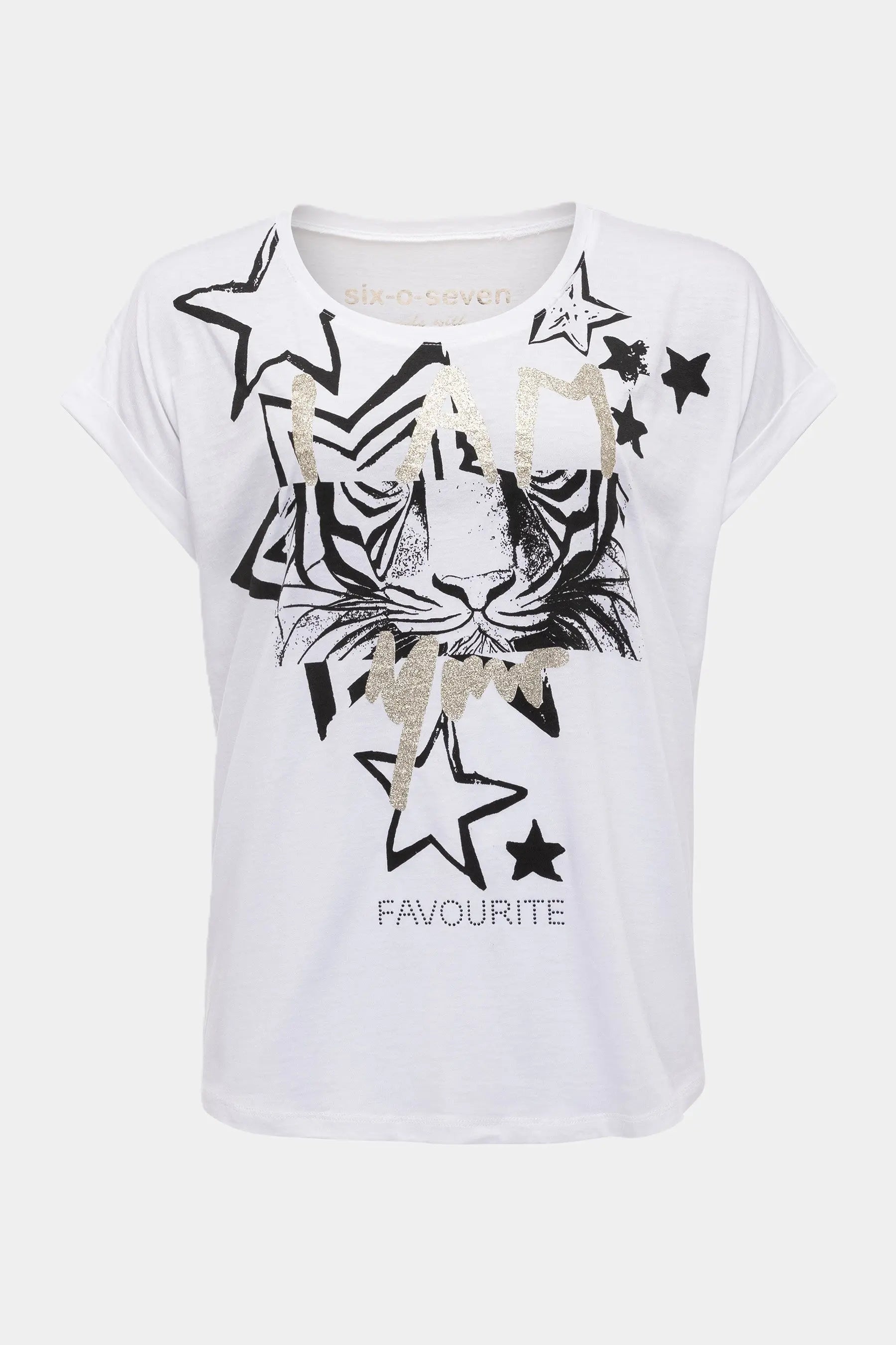 Six-o-Seven T-Shirt mit Tiger Print WHITE six-o-seven