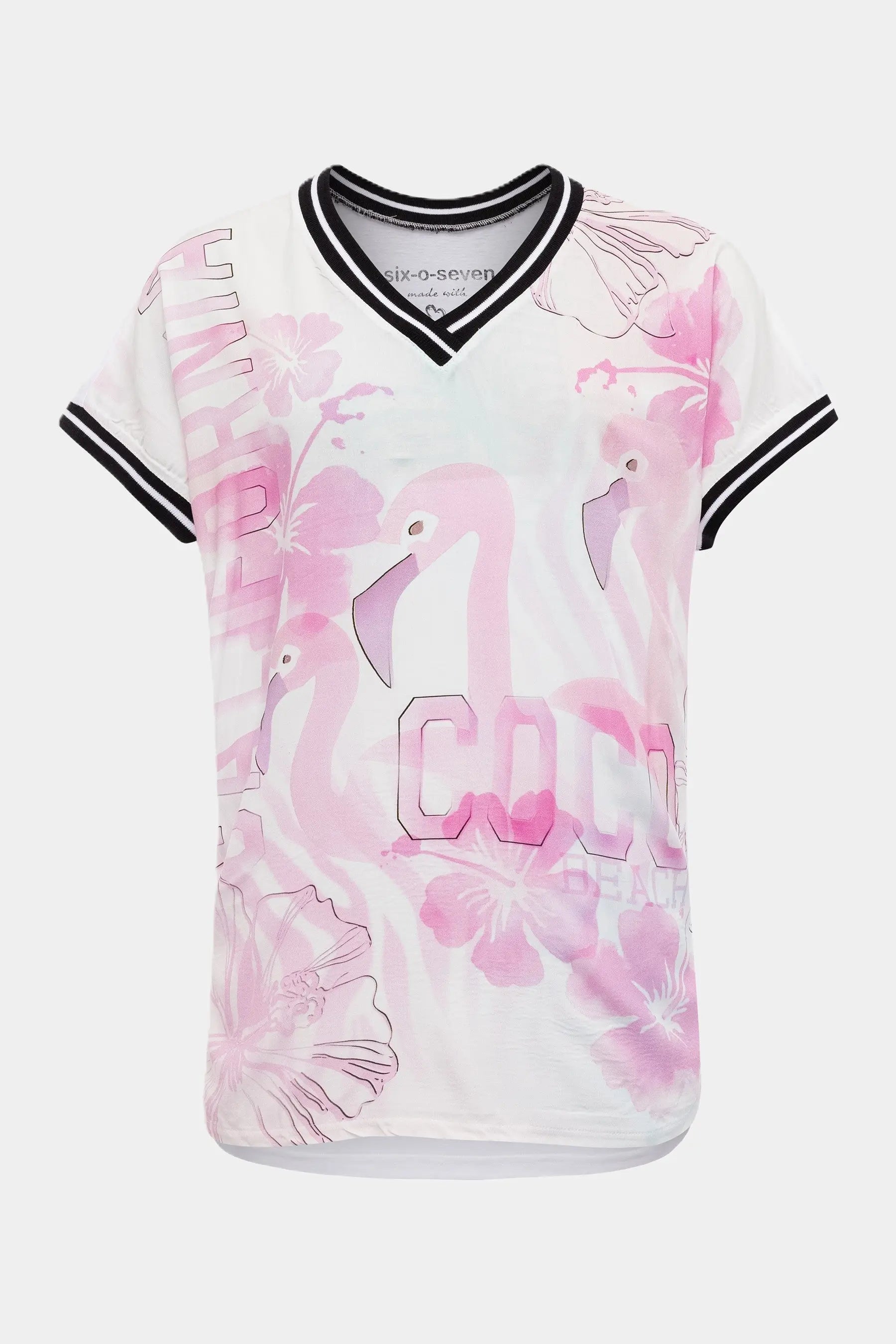 Six-o-Seven T-Shirt mit Flamingo Print und Bündchen six-o-seven