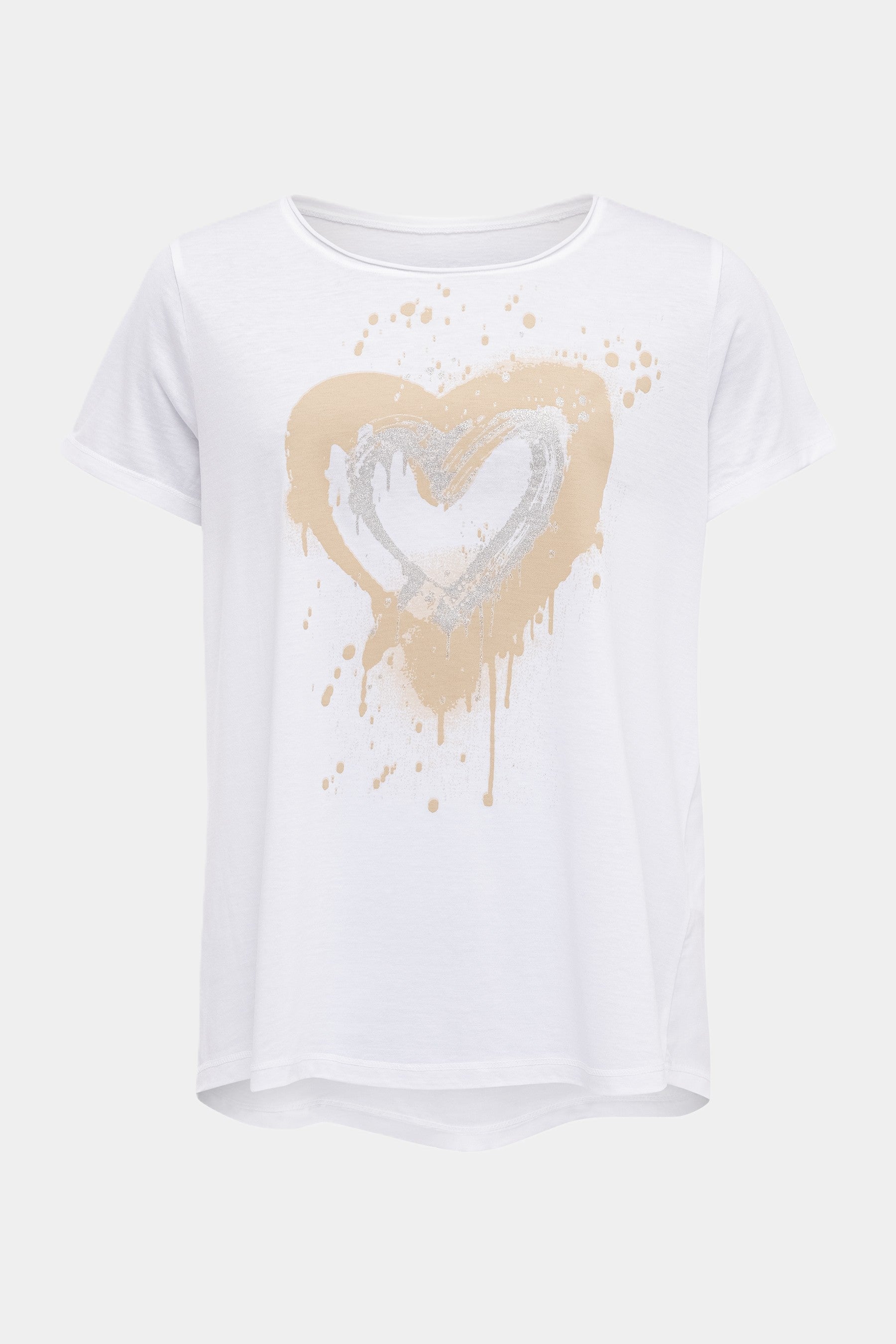 Six-o-seven T-Shirt with Brush Heart Print in White