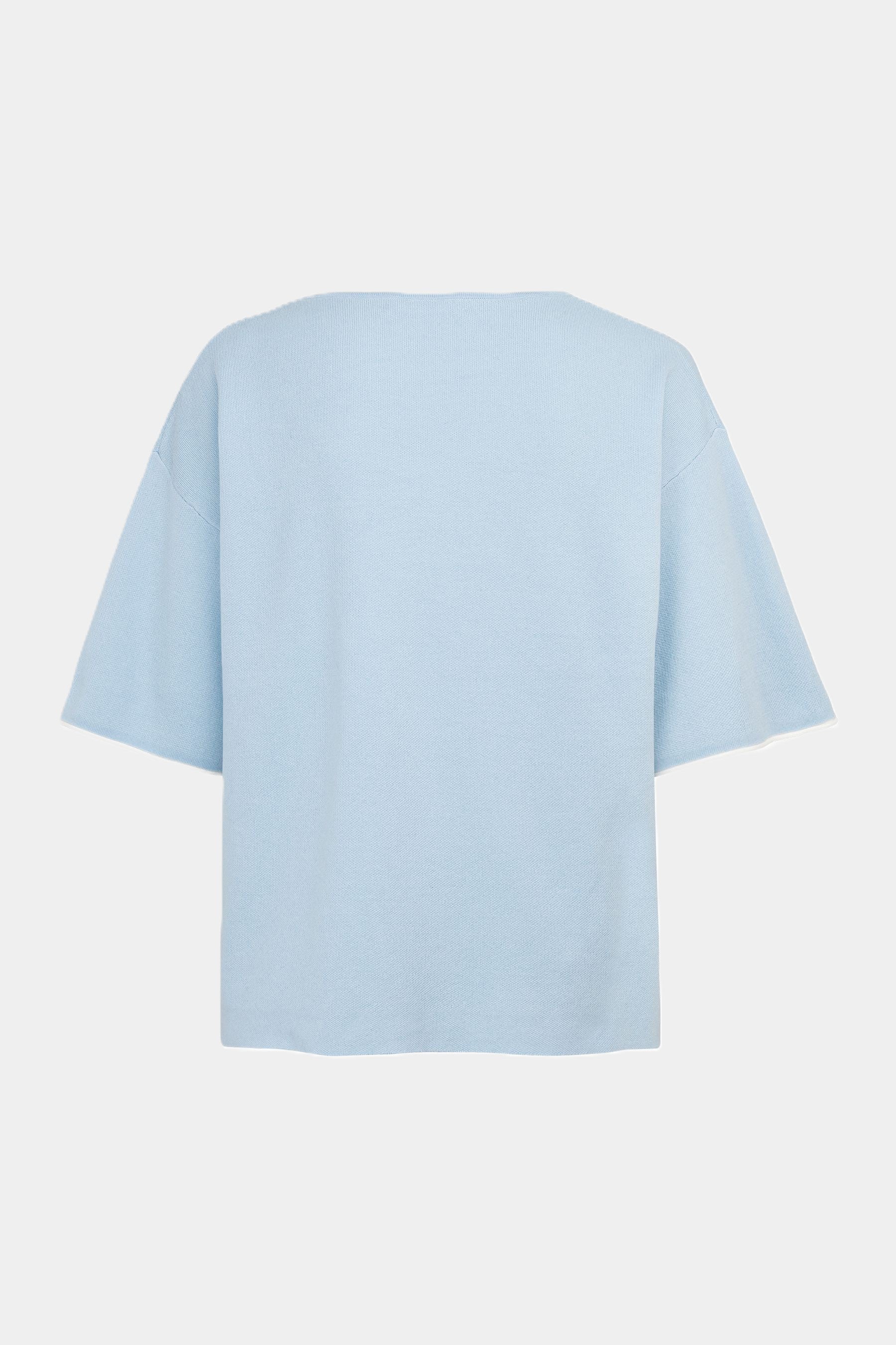 Halbarm Baumwoll-Strickpullover im Cloud-Beach Vibe mit Seitenschlitz six-o-seven