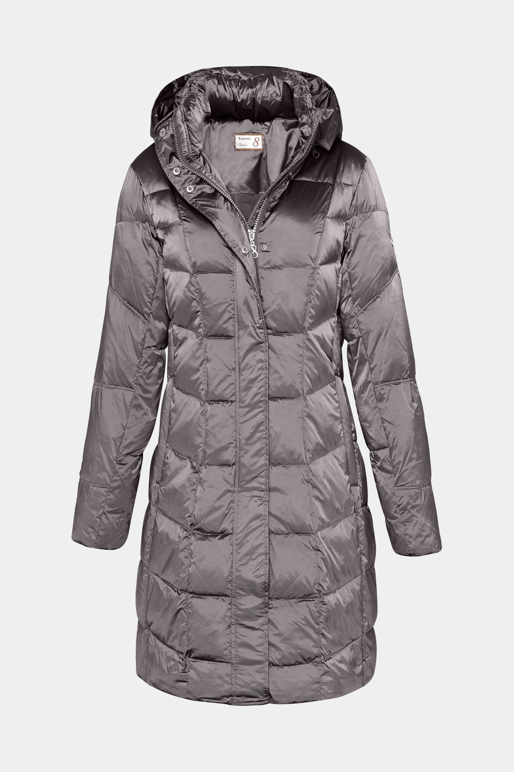 Taillierter Damen Daunenmantel mit Kachelsteppung, modern elegant Silver