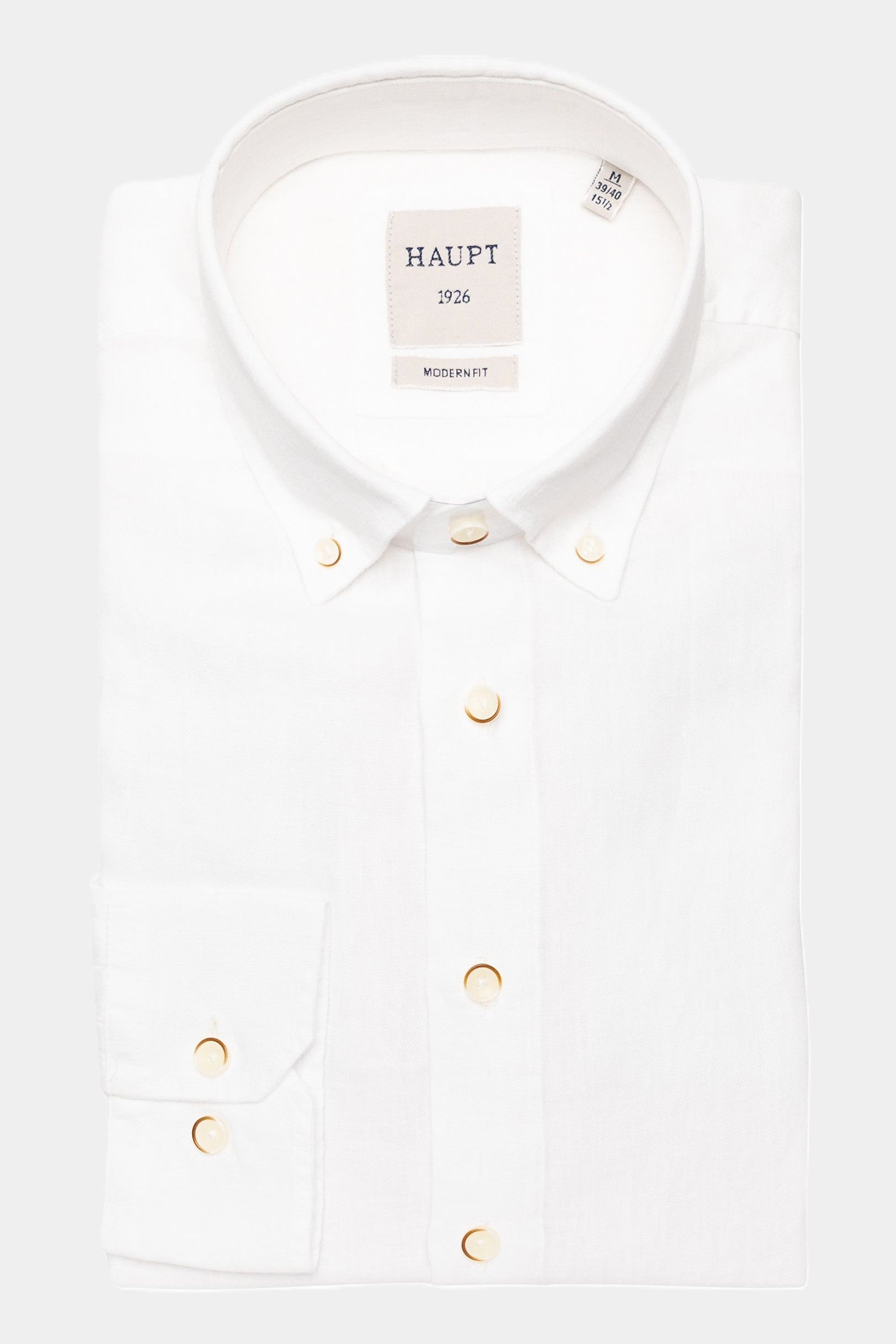 Haupt Leichtes Langarm Leinenhemd im Modern-Fit - WHITE Haupt