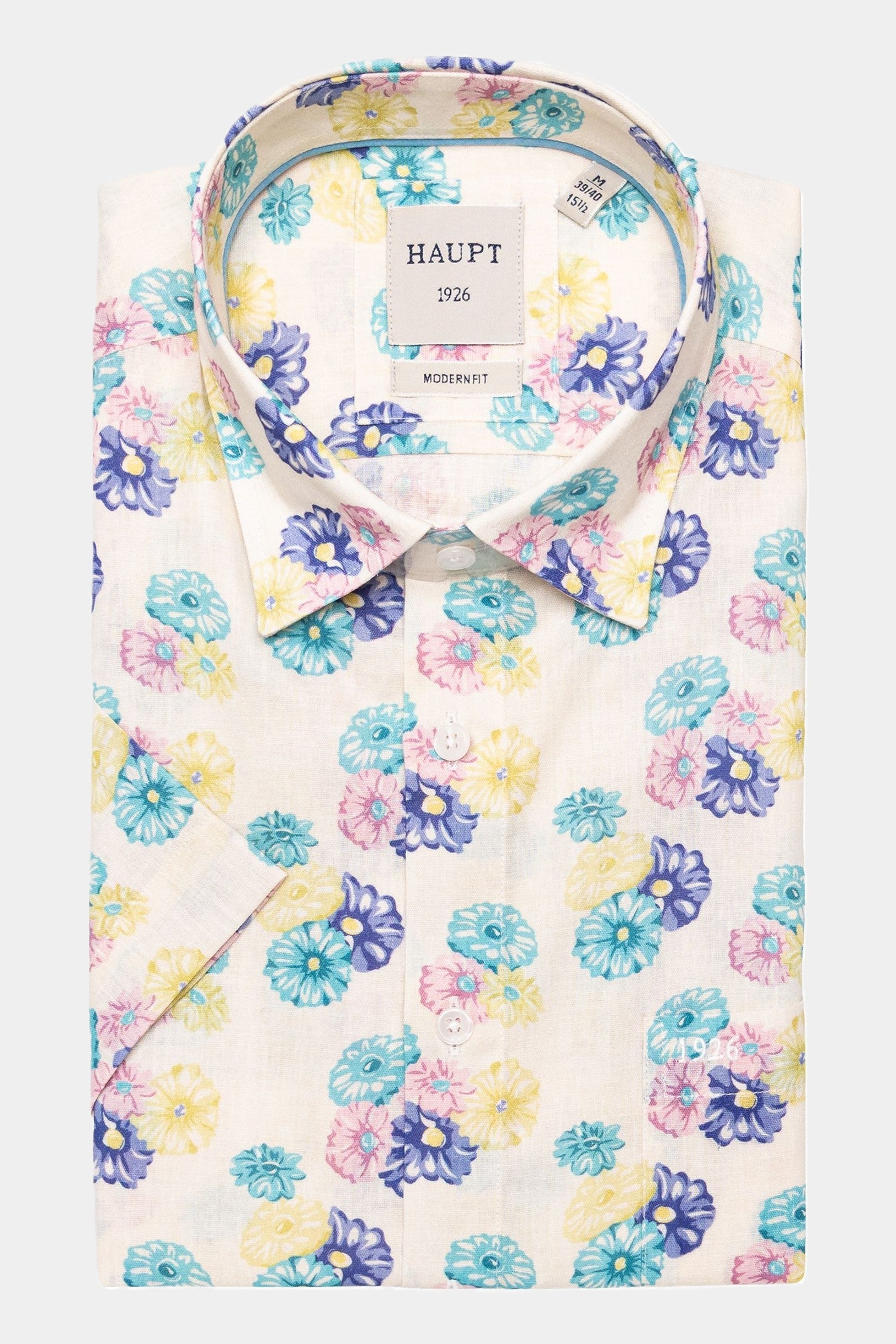 Haupt Kurzarmhemd Blumenmuster mit Pastellfarben - MULTICOLOUR WHITE Haupt