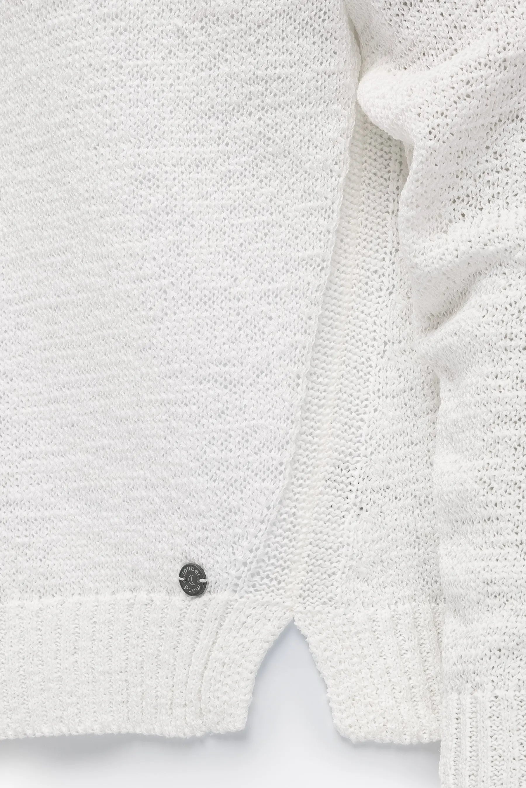 Zaubermond eleganter Baumwoll-Strickpullover mit V-Ausschnitt in WHITE Zaubermond