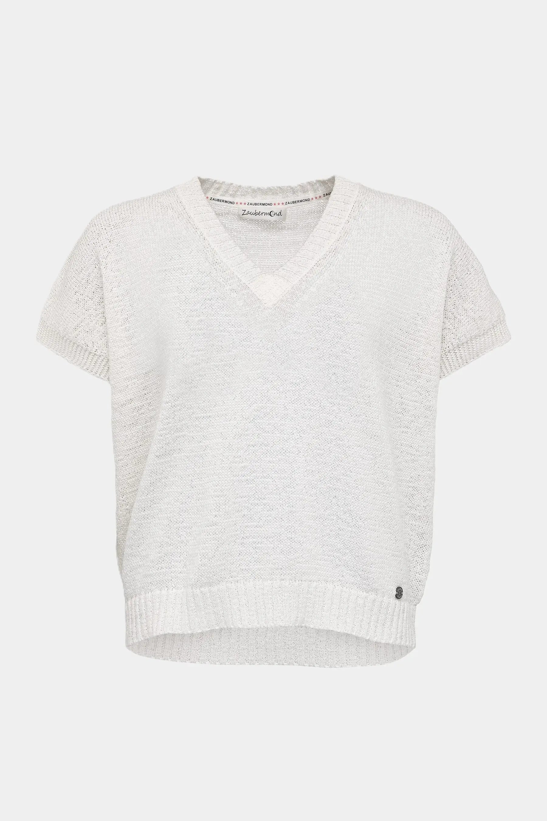Zaubermond bequemer Feinstrick Pullunder mit V-Ausschnitt in WHITE Zaubermond