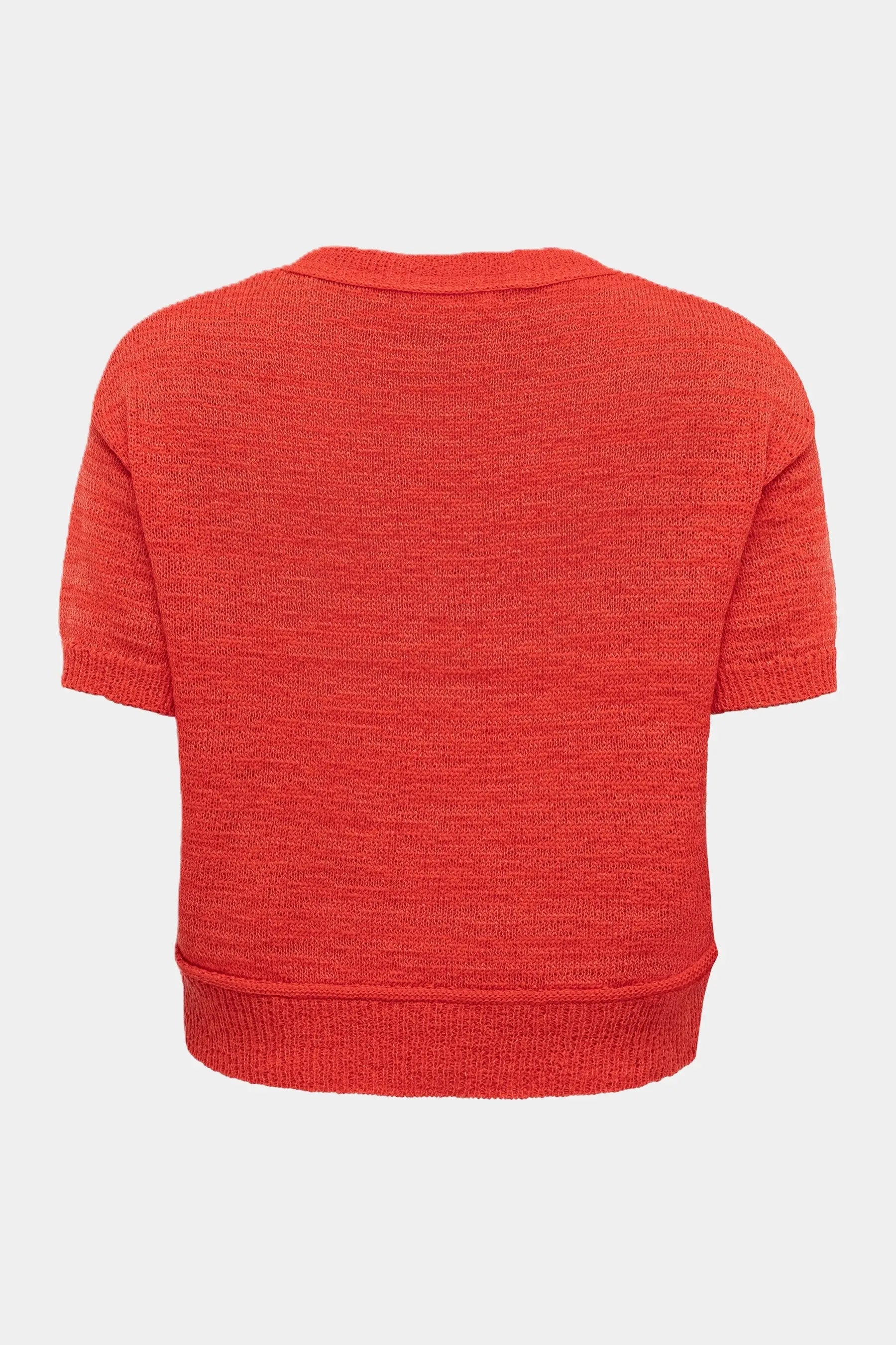 Zaubermond moderner Baumwoll-Strickpullover mit Halbarm in KORALLE Zaubermond