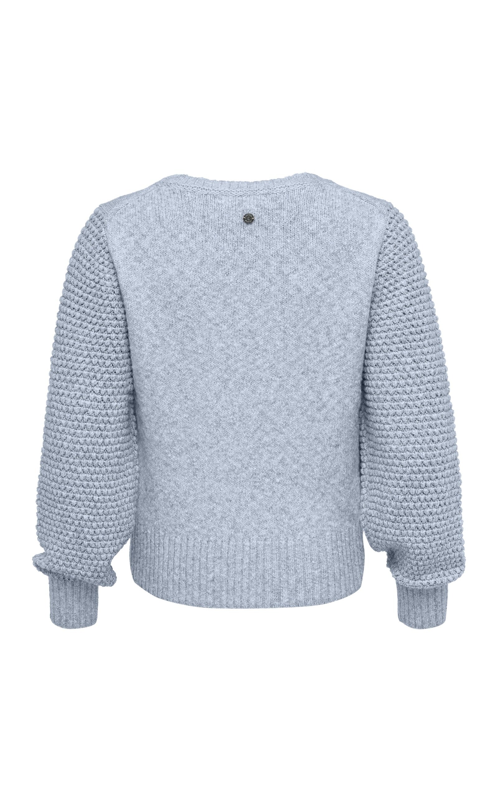 Lockerer Pullover mit metallischen Akzenten & Ärmelstrickstruktur in Blau