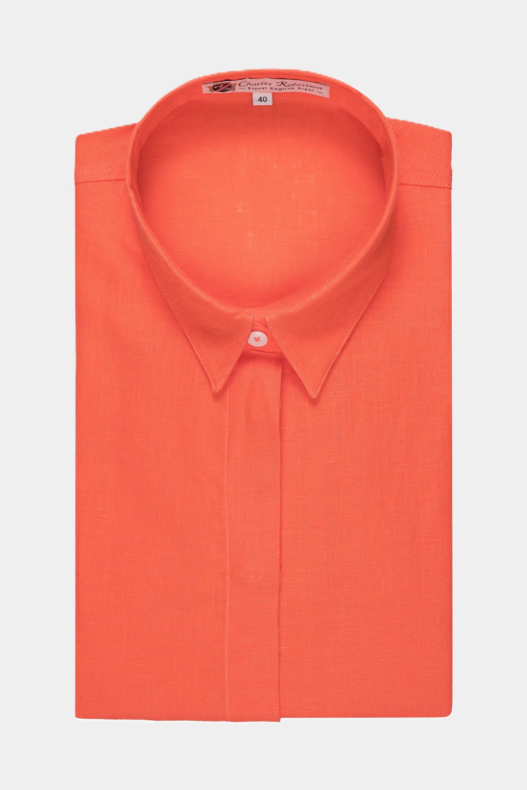 Leinen Bluse mit 3/4 Ärmel ORANGE