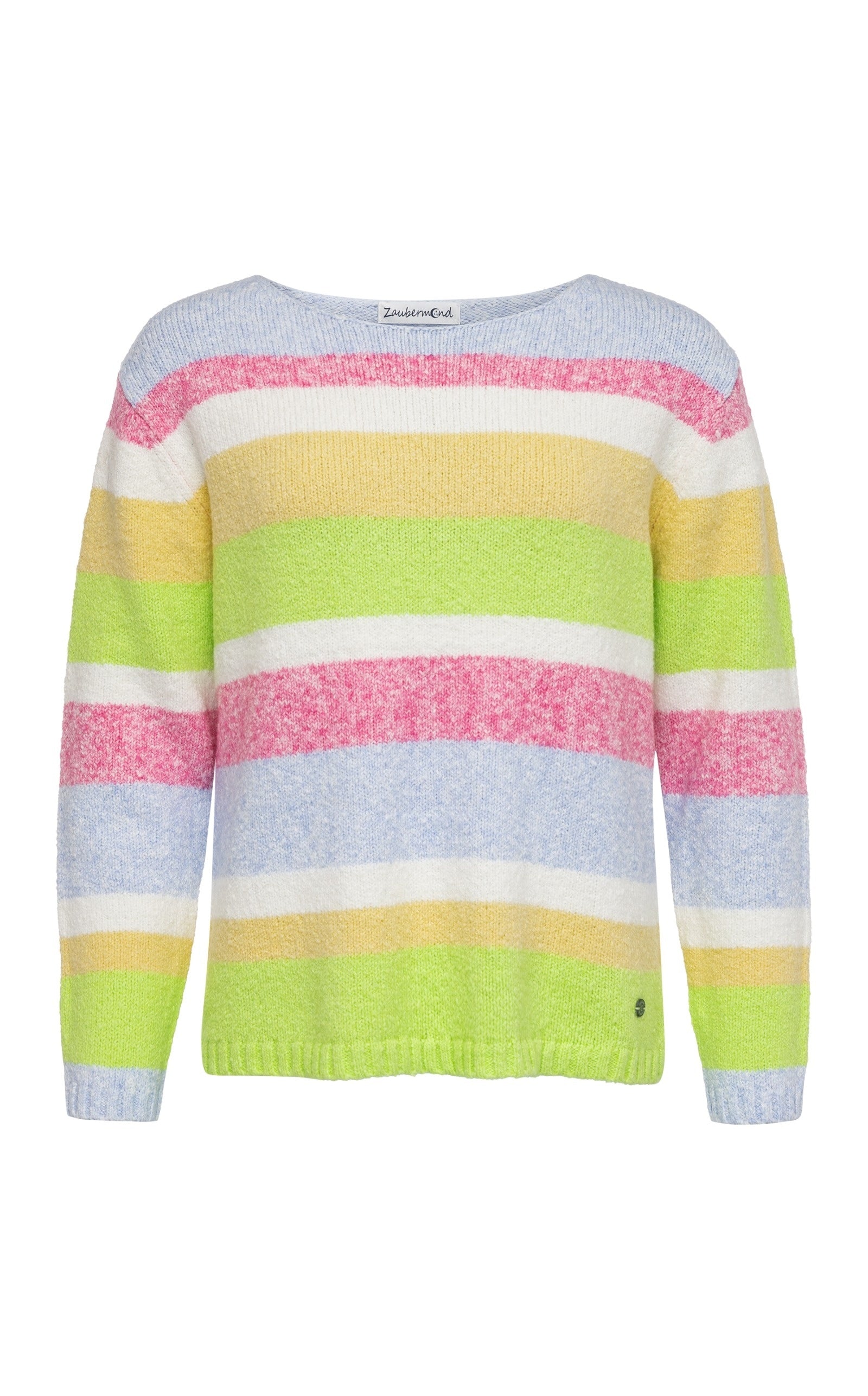 Bunter Damen Loose Strickpullover mit Blockstreifen in Melange & Frühlingsfarben Zaubermond