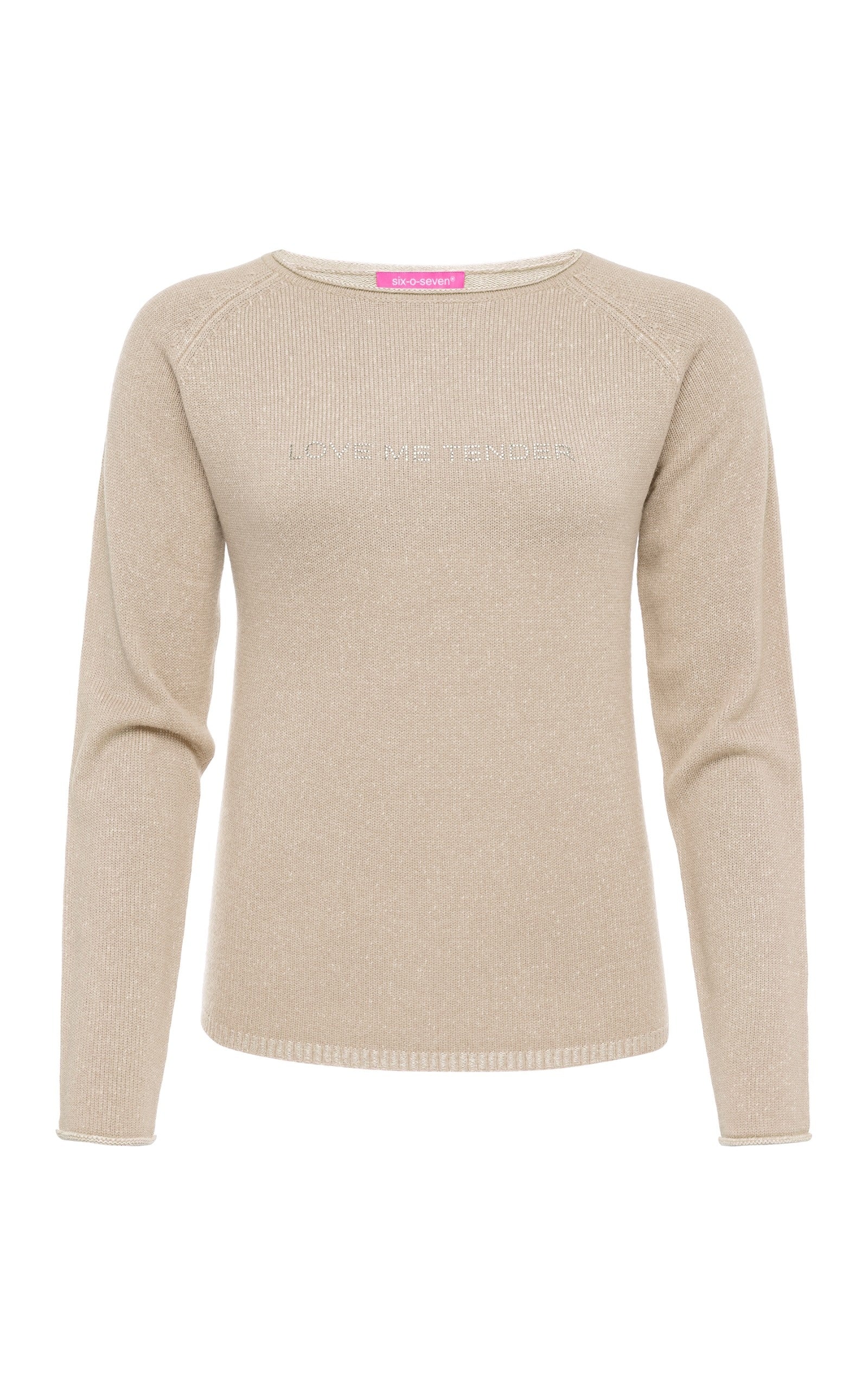 Kaschmir-Viskose Pullover mit Strass Print Love, trendig Frühling Style