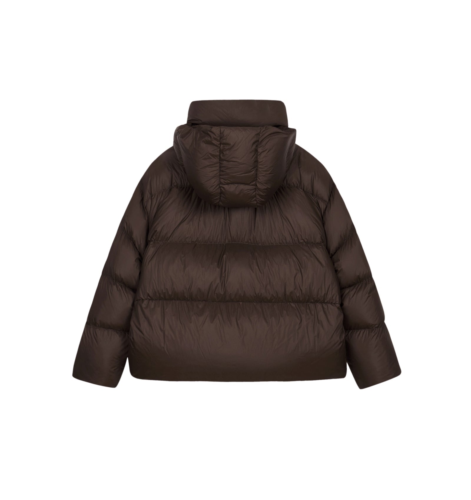 Damen elegante Daunenjacke mit abnehmbarer Kapuze in Braun LESS