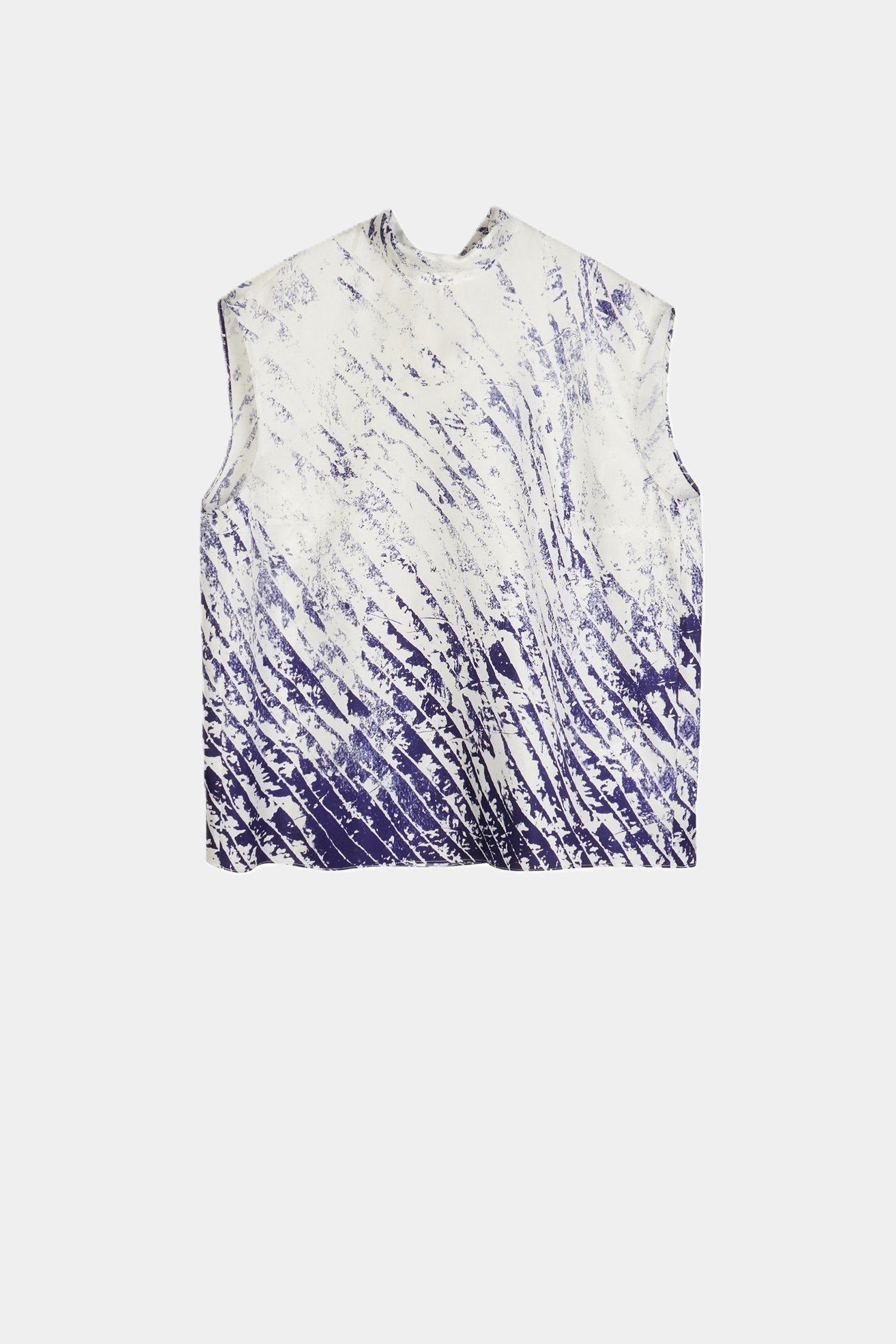 LESS Seiden-Top WHITE-BLUE