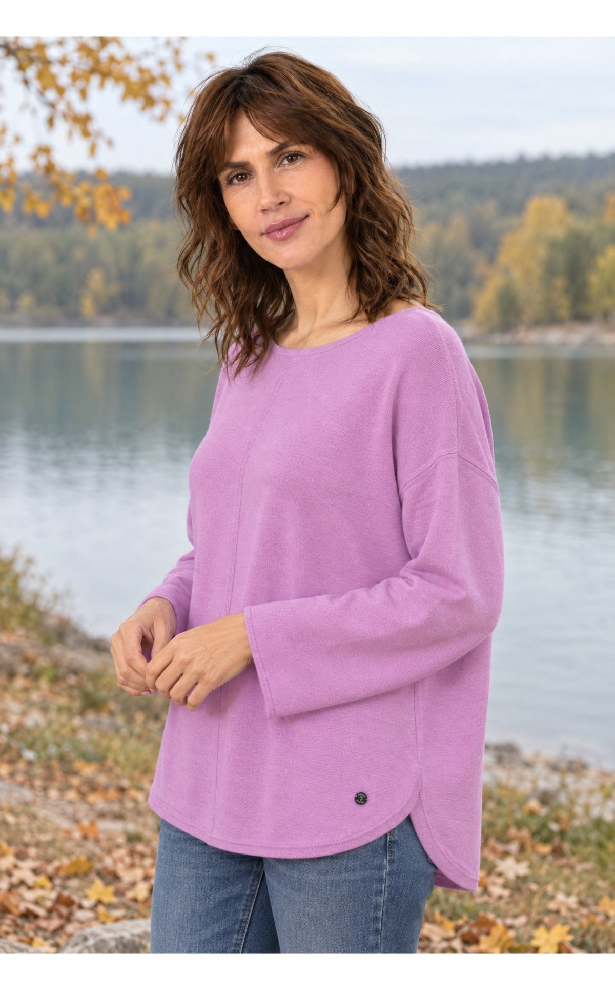 Damen Pullover Rosa Feinstrick Rundhals Oversize Kaschmir Wolle Herbst Winter