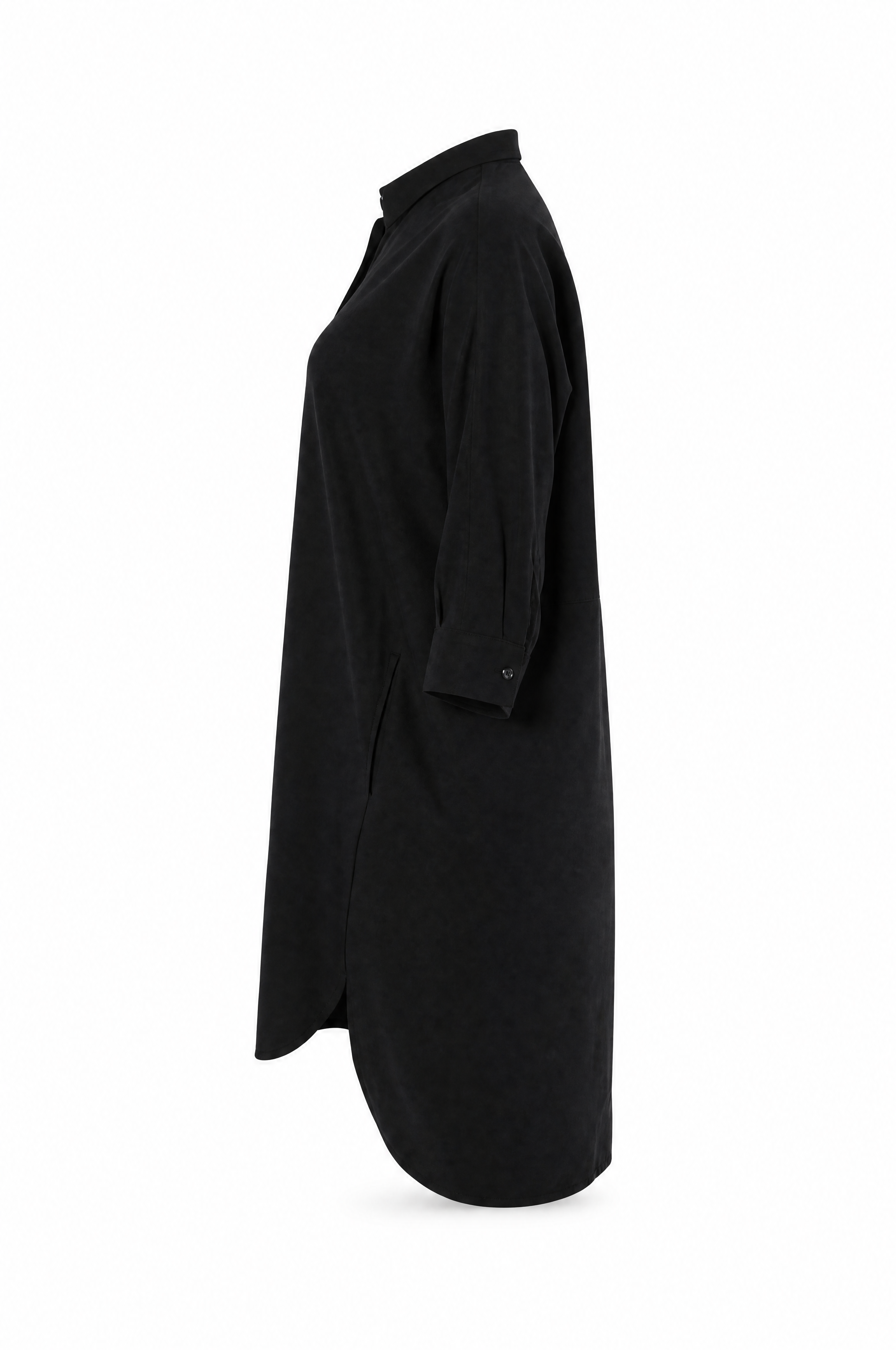 Nadine H moderne linnenjurk met kraag in BLACK