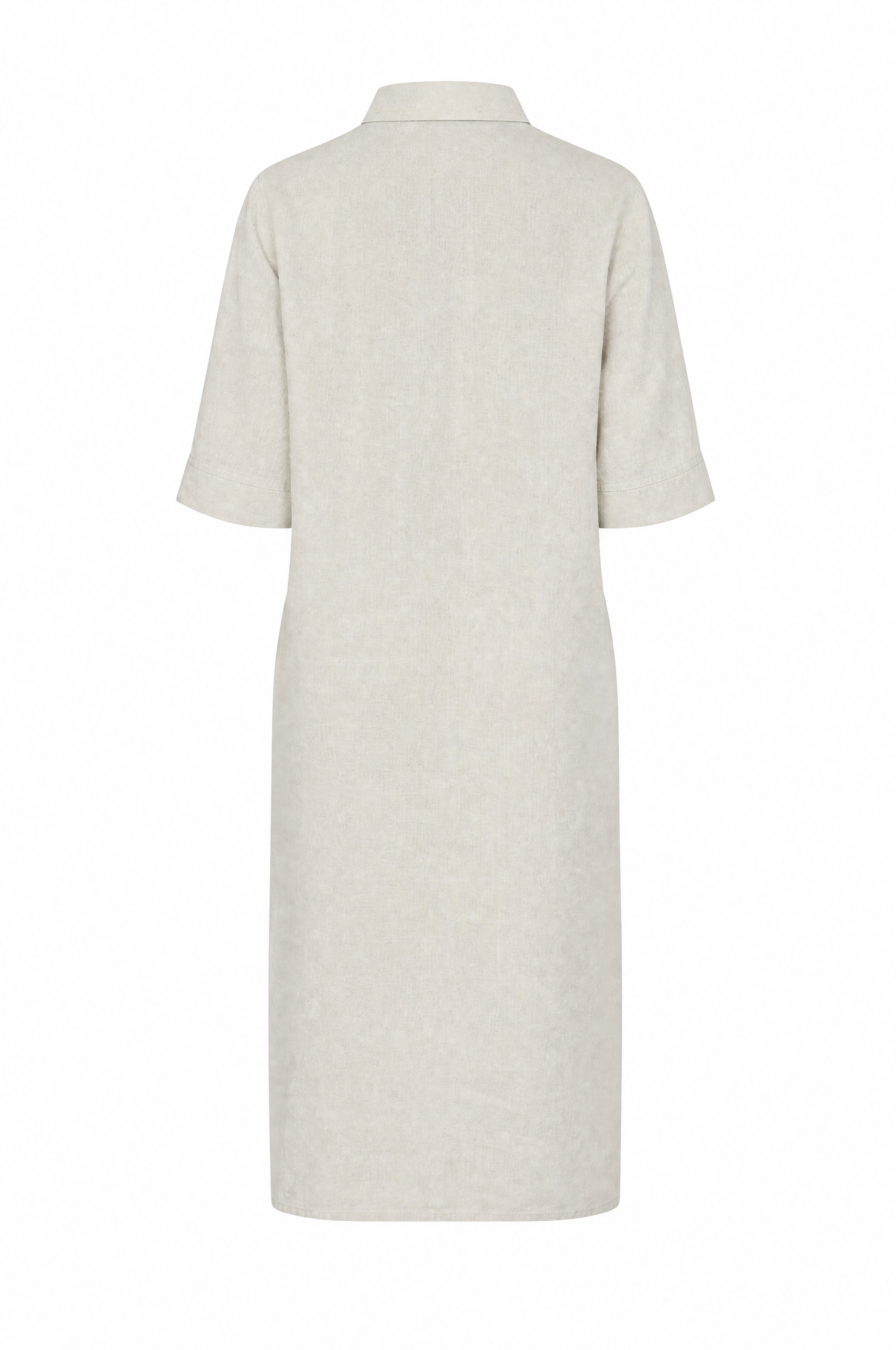 Linen dress in beautiful beige with pockets and a V-neck