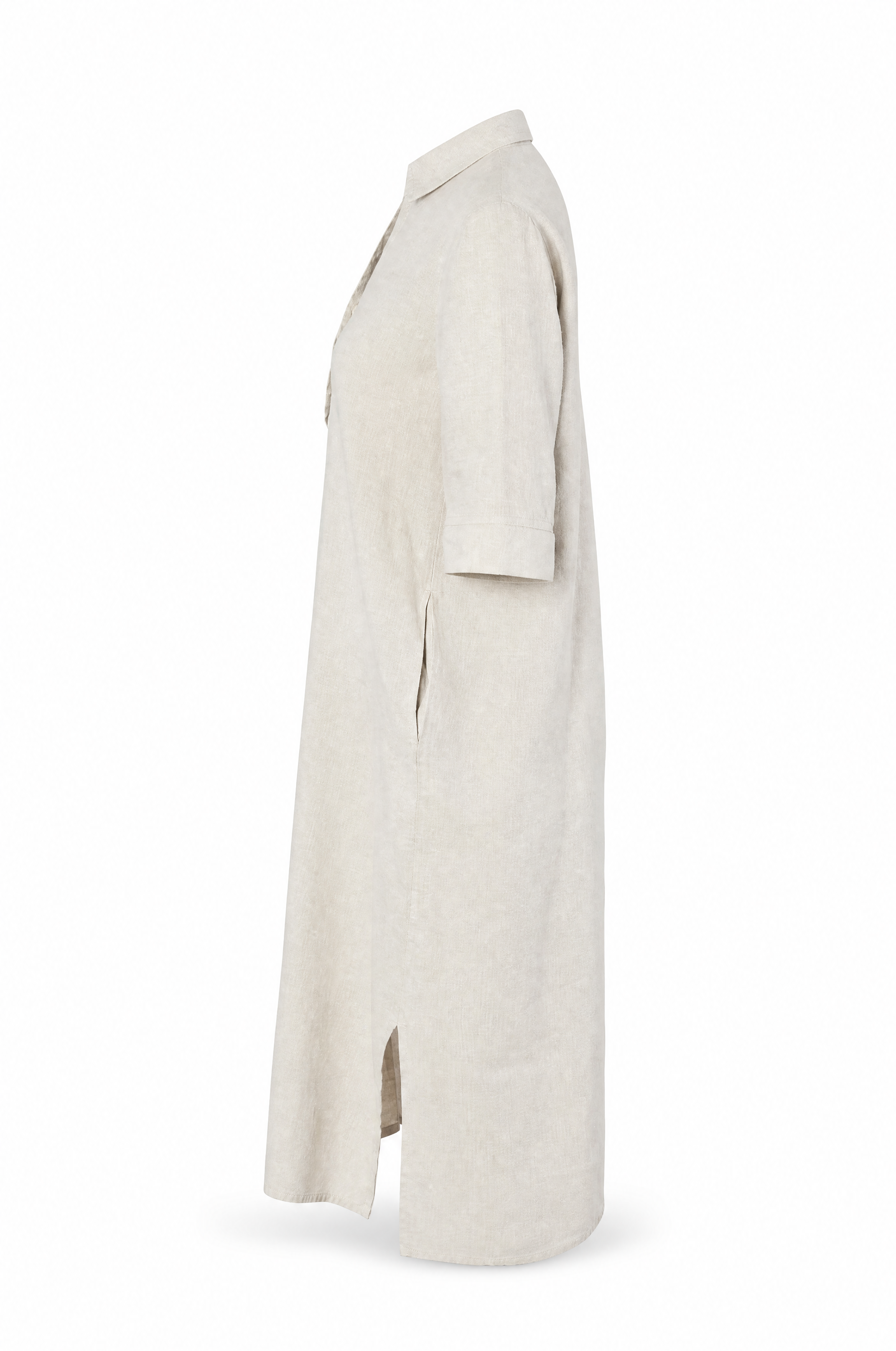 Linen dress in beautiful beige with pockets and a V-neck