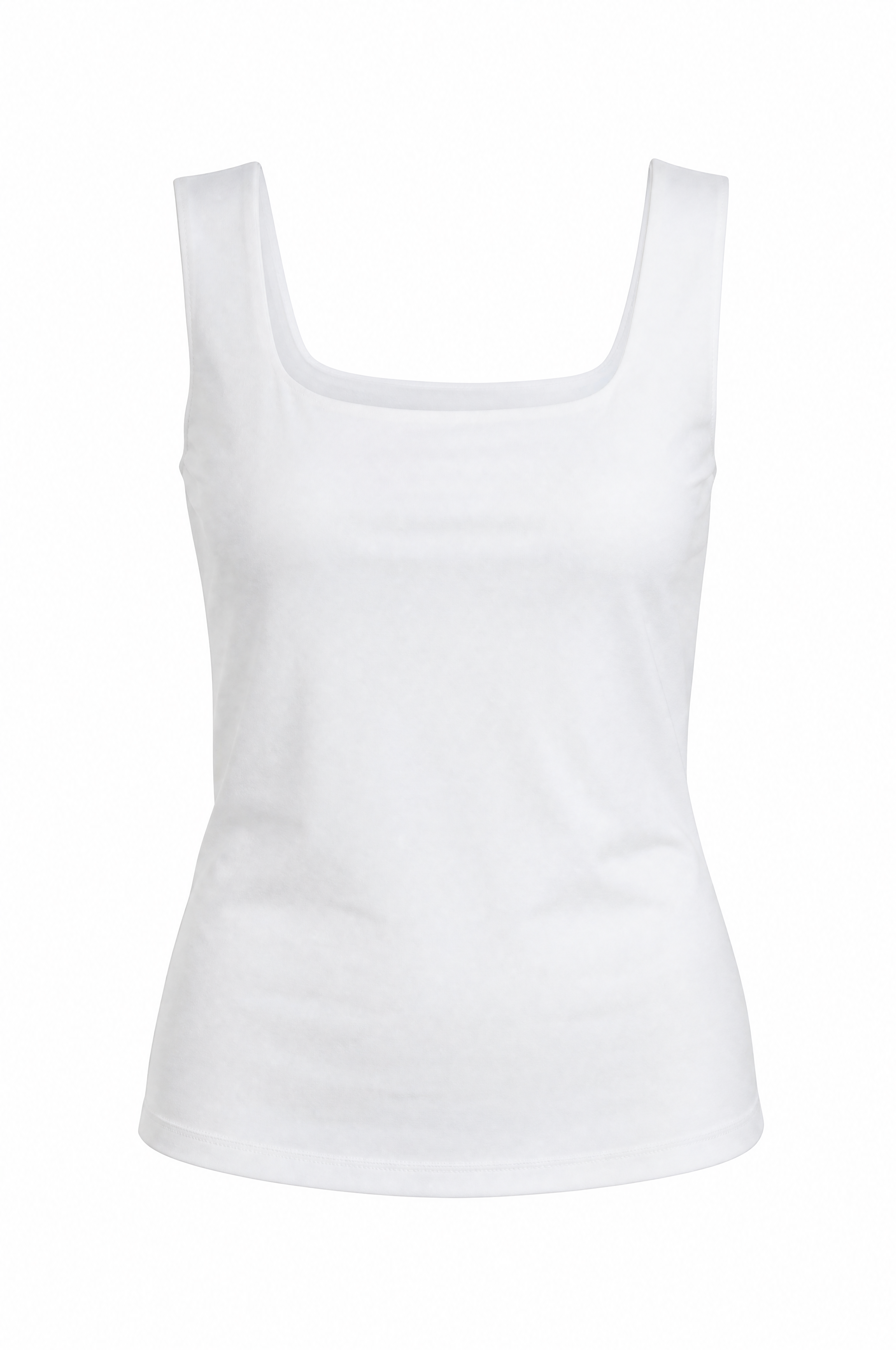 U-Ausschnitt Sommer Top im elegantem Weiß mit feinem Satinlook Premium