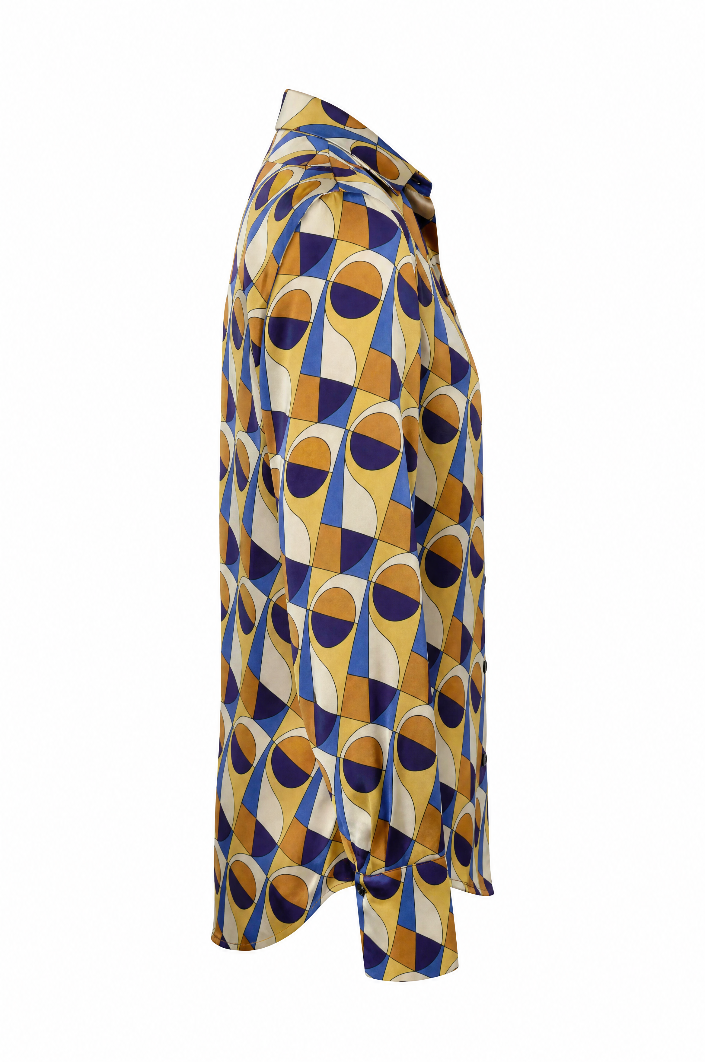 Sommerbluse mit All-Over print in Ochre mit V-Ausschnitt modern