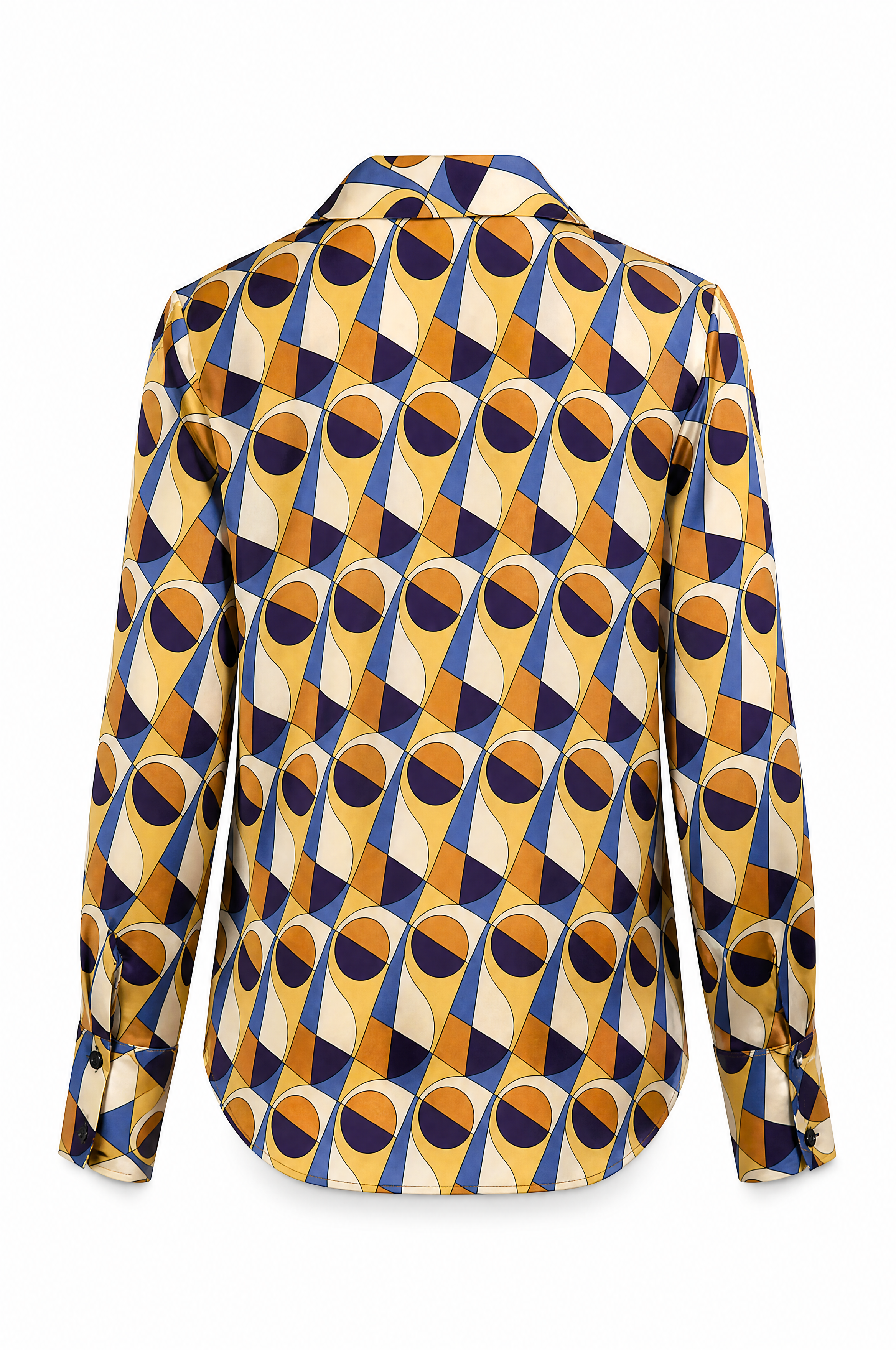 Sommerbluse mit All-Over print in Ochre mit V-Ausschnitt modern
