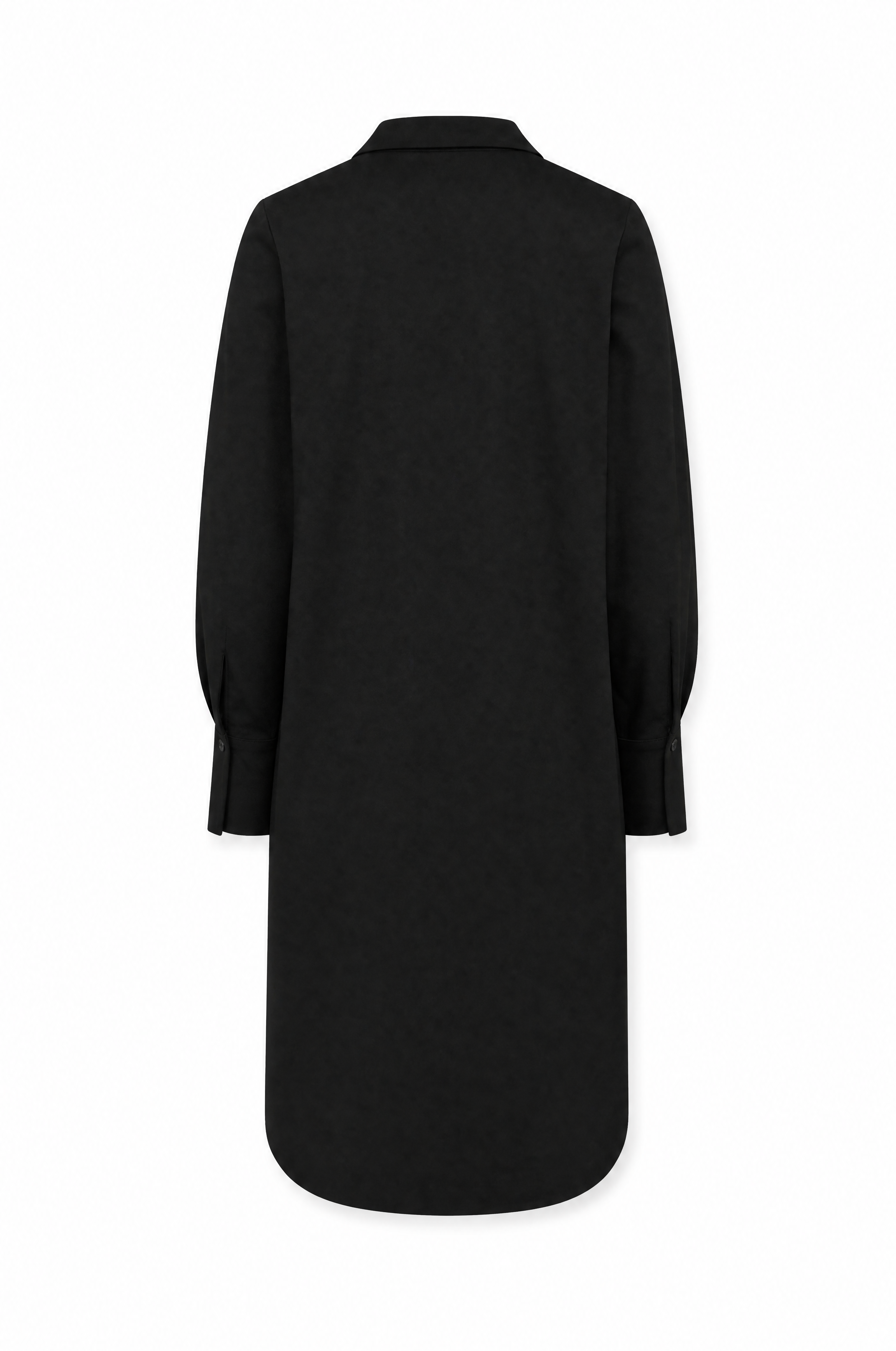 Elegante V-halsjurk met kraag, zijsplit en paspelzakken
