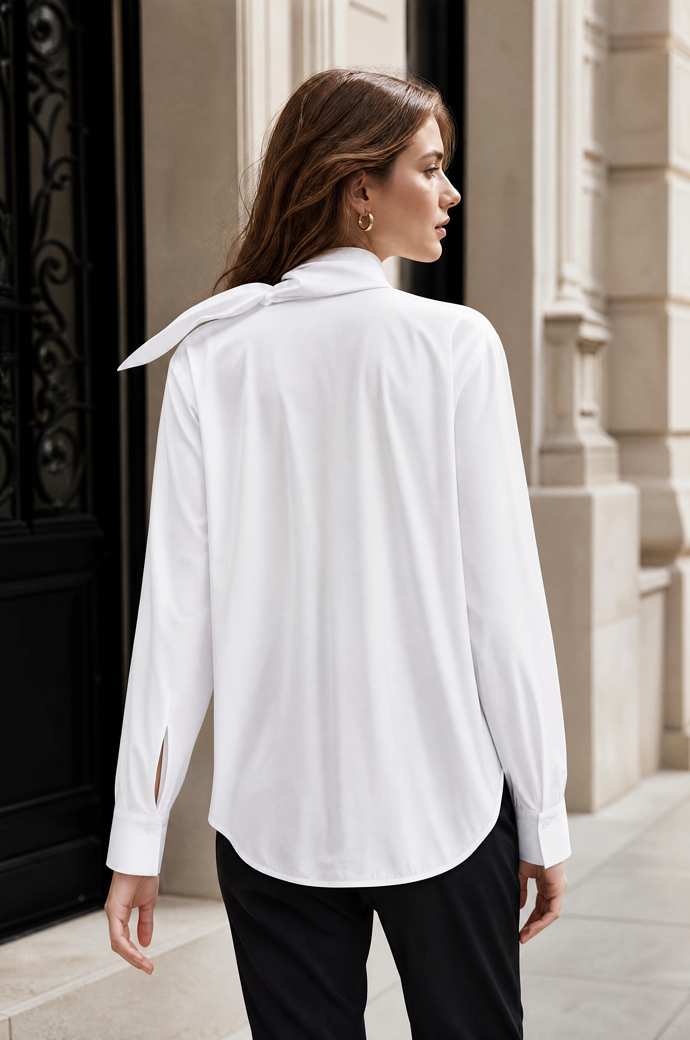 Elegante Blusa de Algodón para Mujer con Lazo Moderno