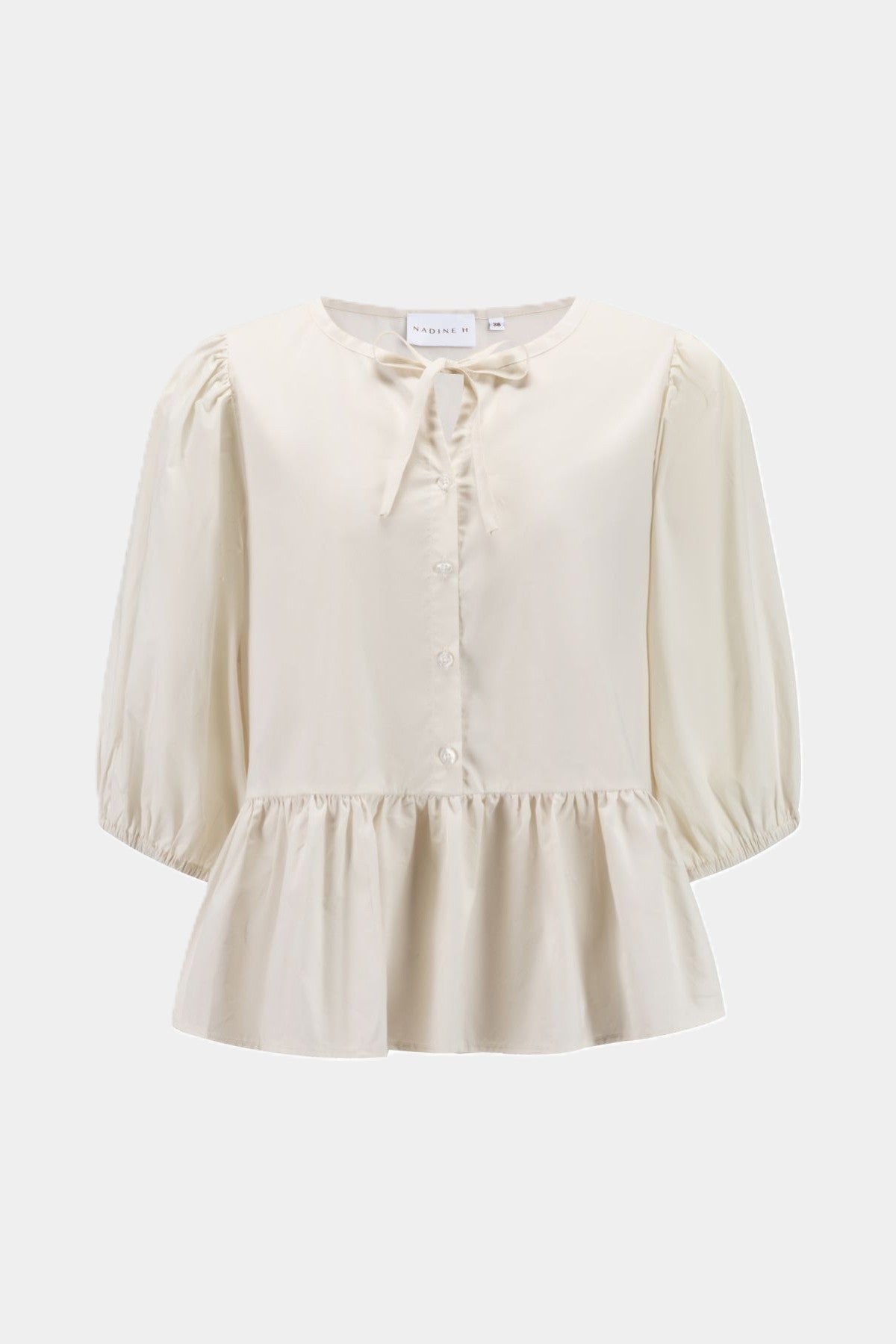 Blouse with light puff sleeves LATTE