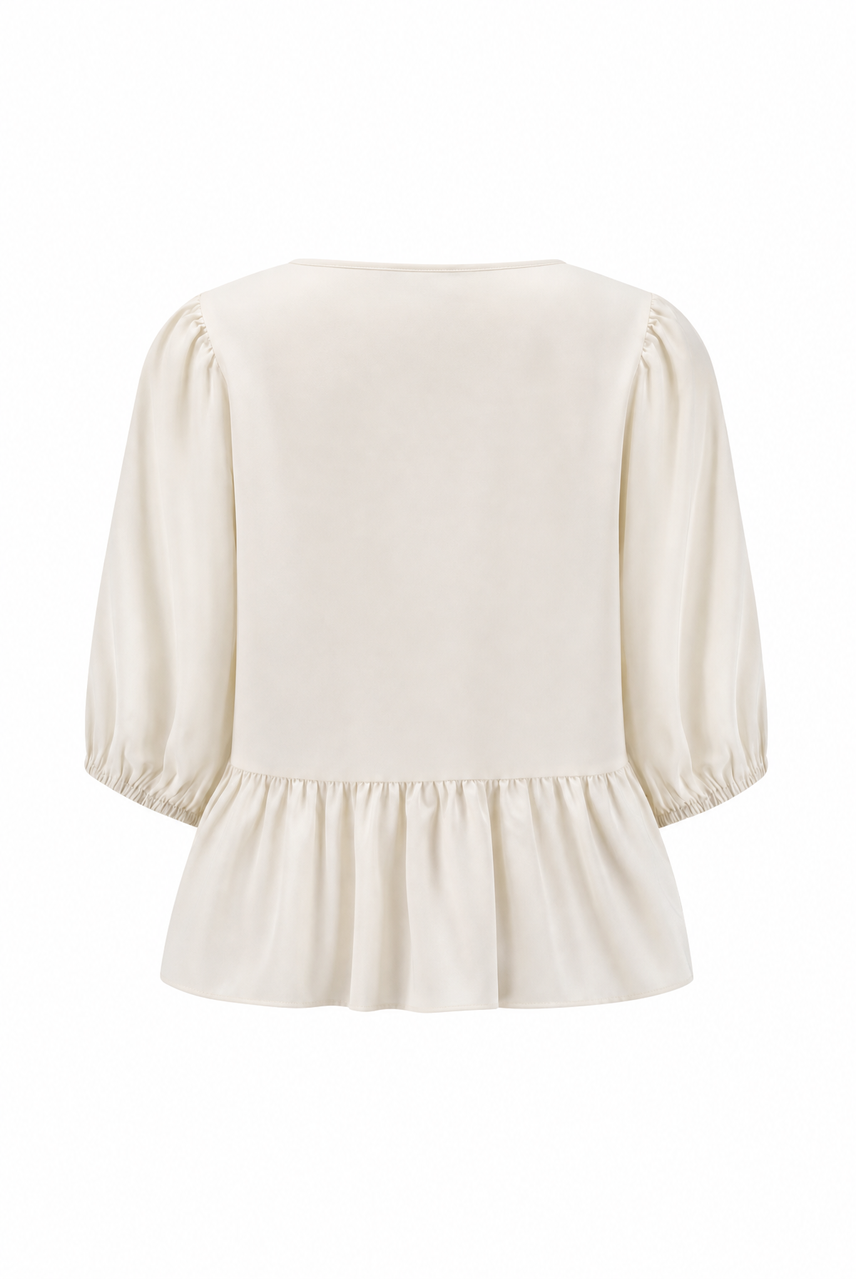 Cotton blouse with puff sleeves and collar band in spring style