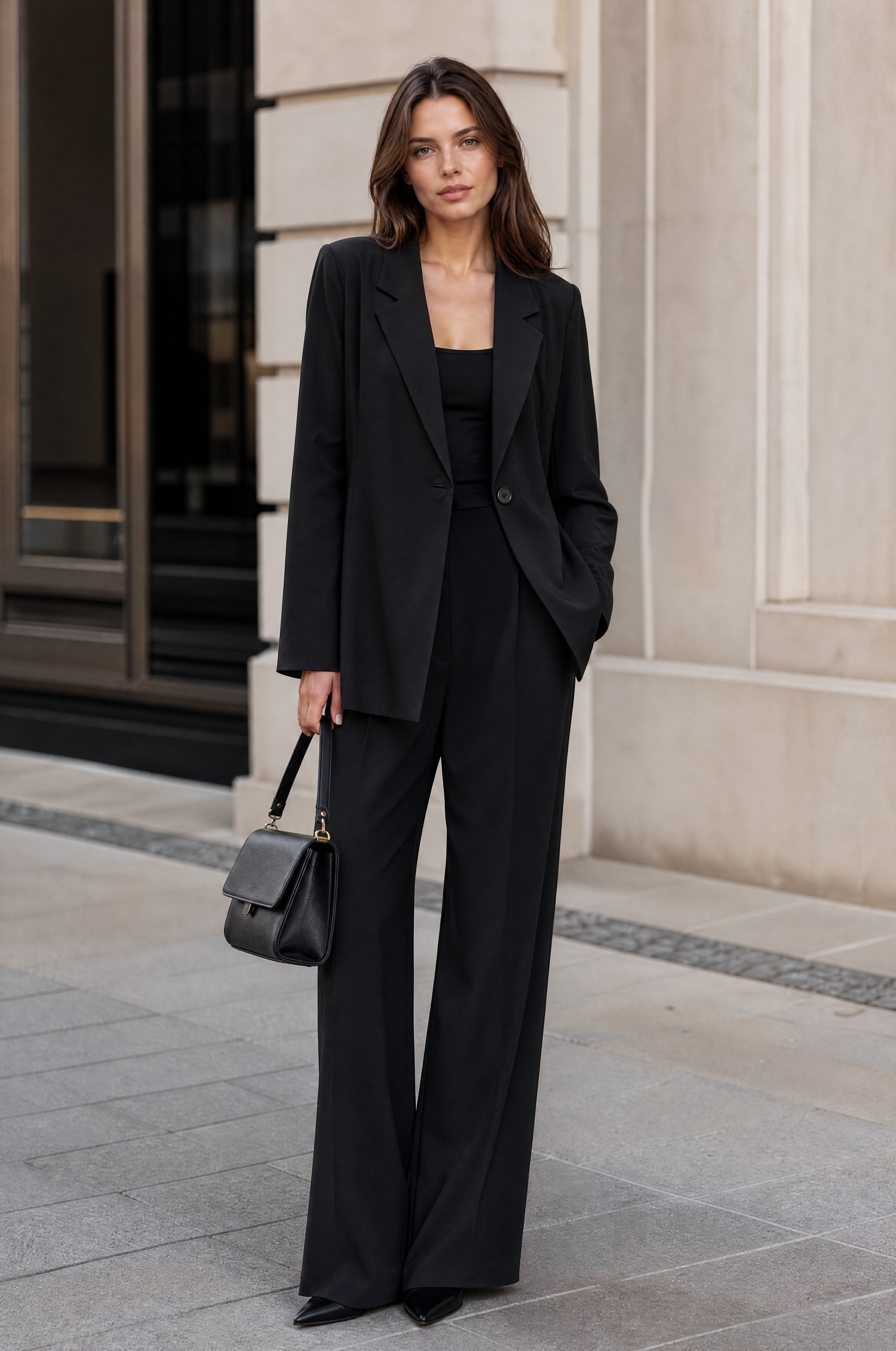 Nadine H elegancka długa marynarka - BLACK