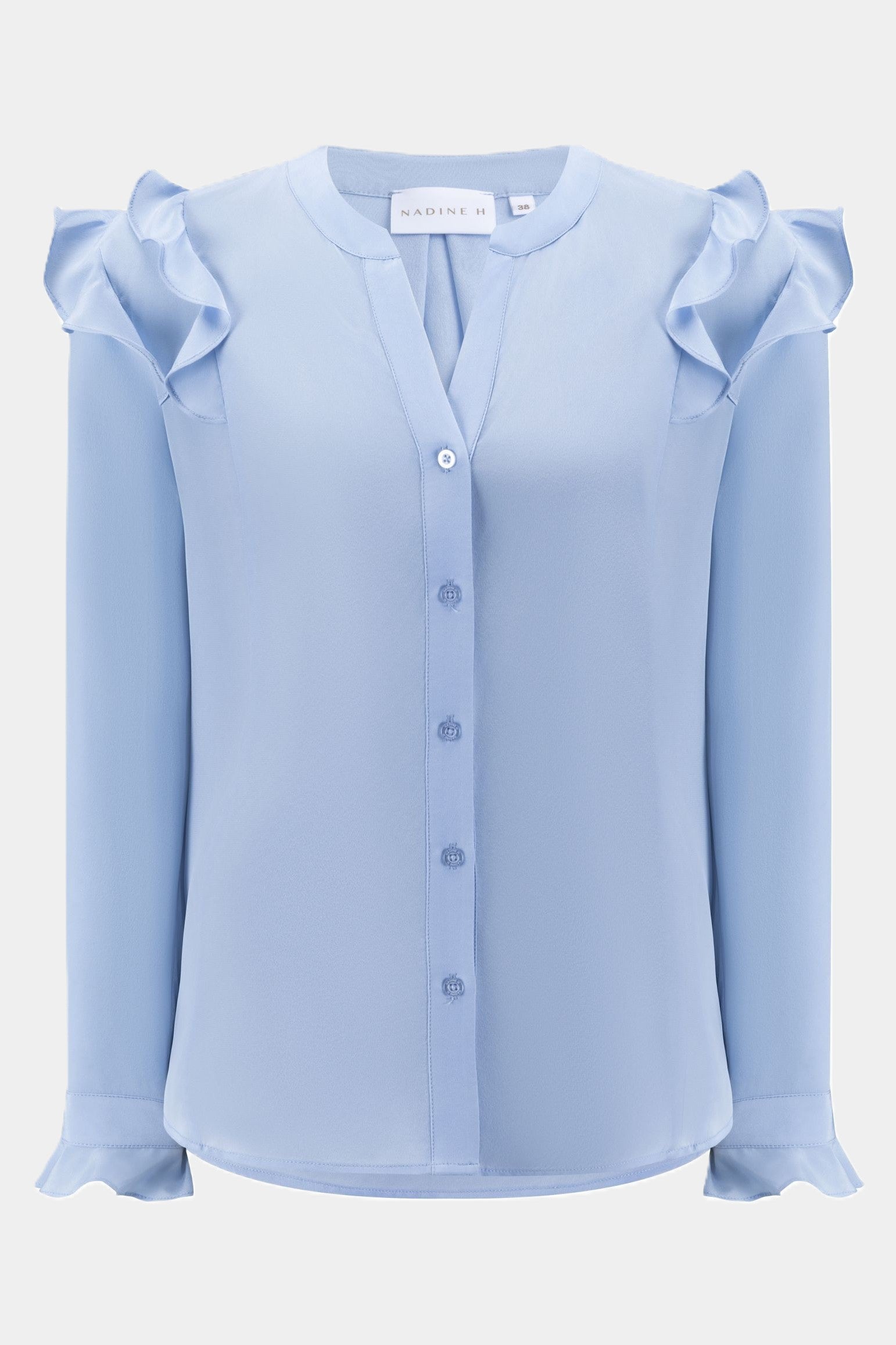 Nadine H silk blouse with ruffles & box pleat SKY