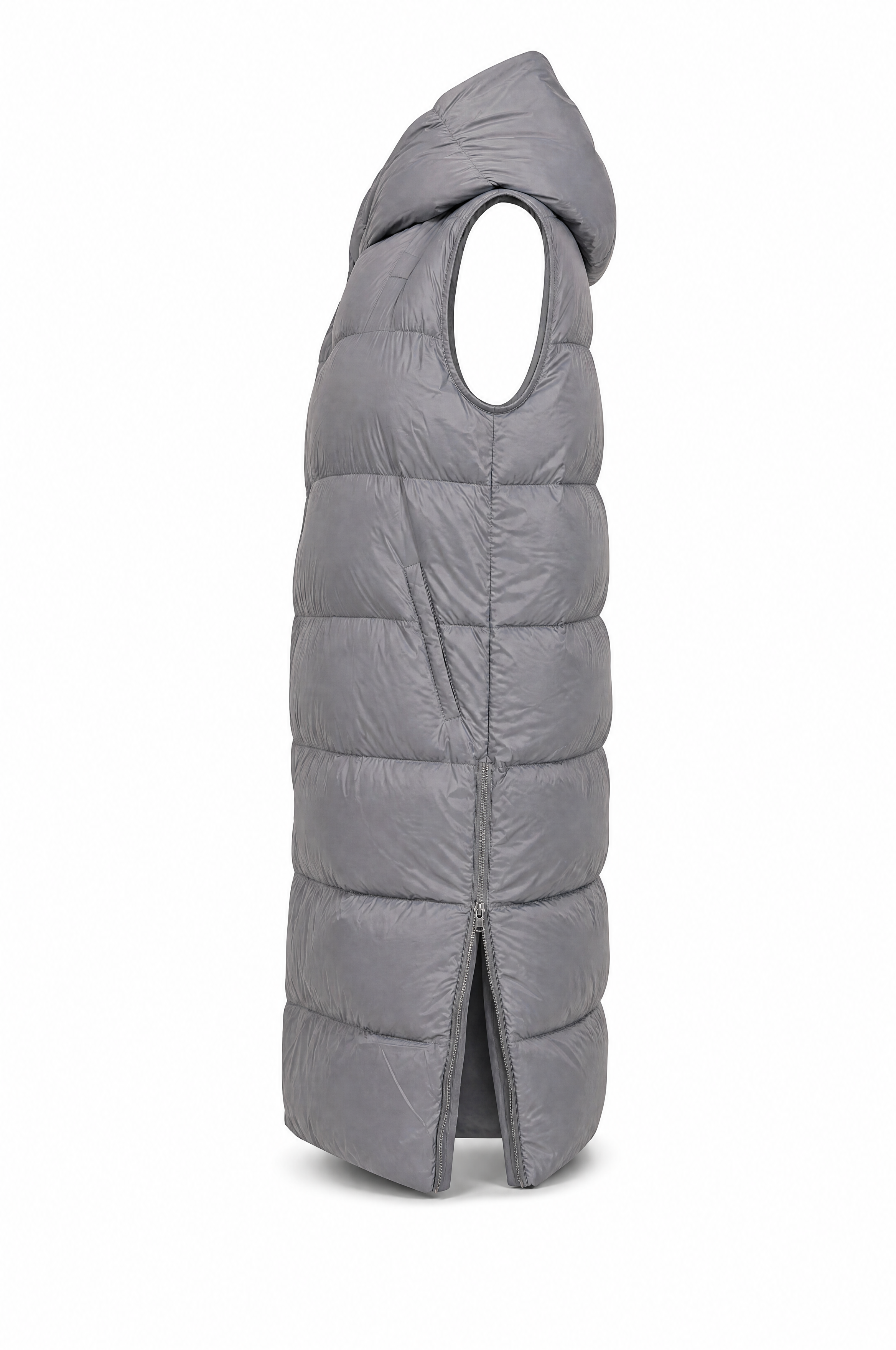 Lange Daunenweste mit Kapuze ideal Frühling moderner Stil