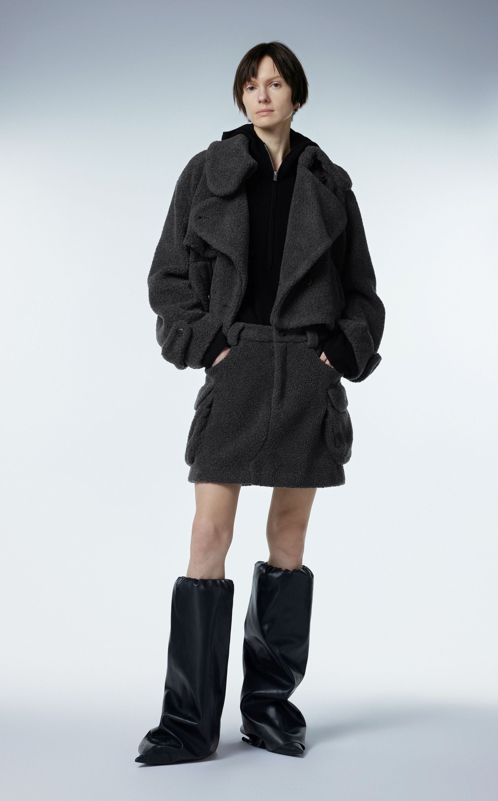 Faux Fur Jacket DARK GREY