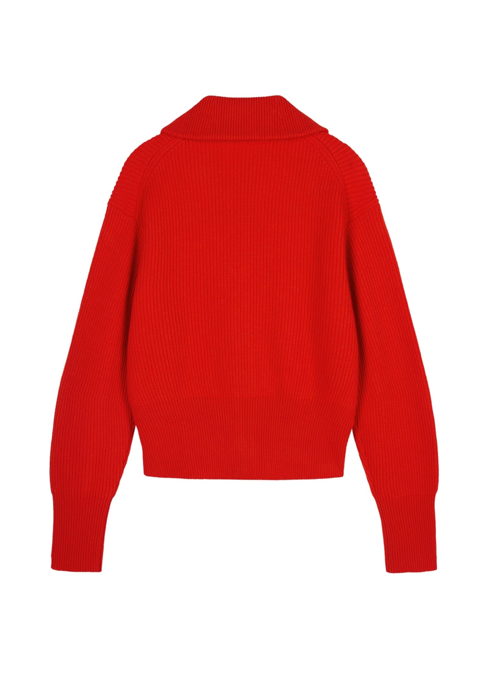 Roter Strick-Cardigan mit Zipper & Kragen – Modern & Elegant JNBY